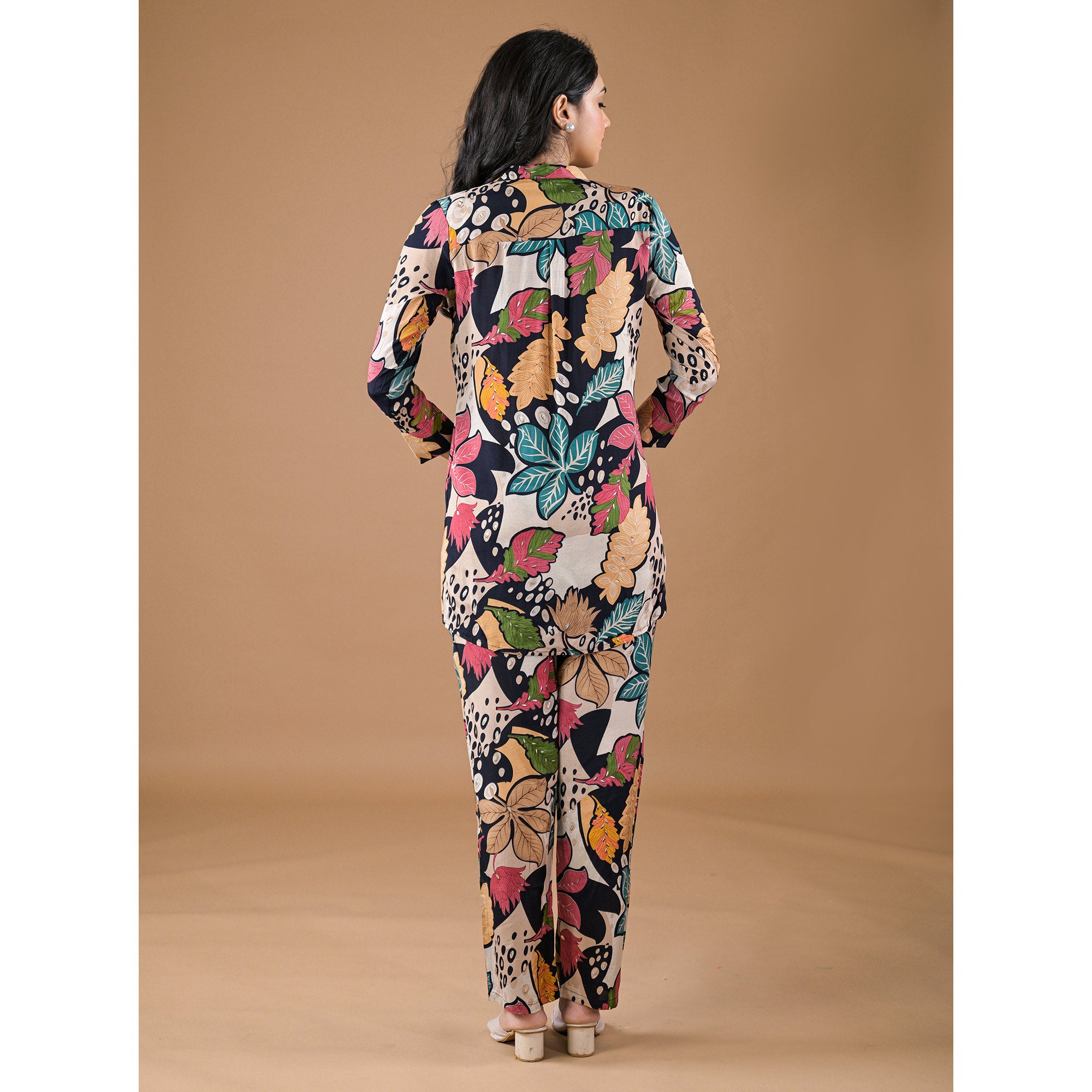 Black Printed Muslin Co-Ord Set