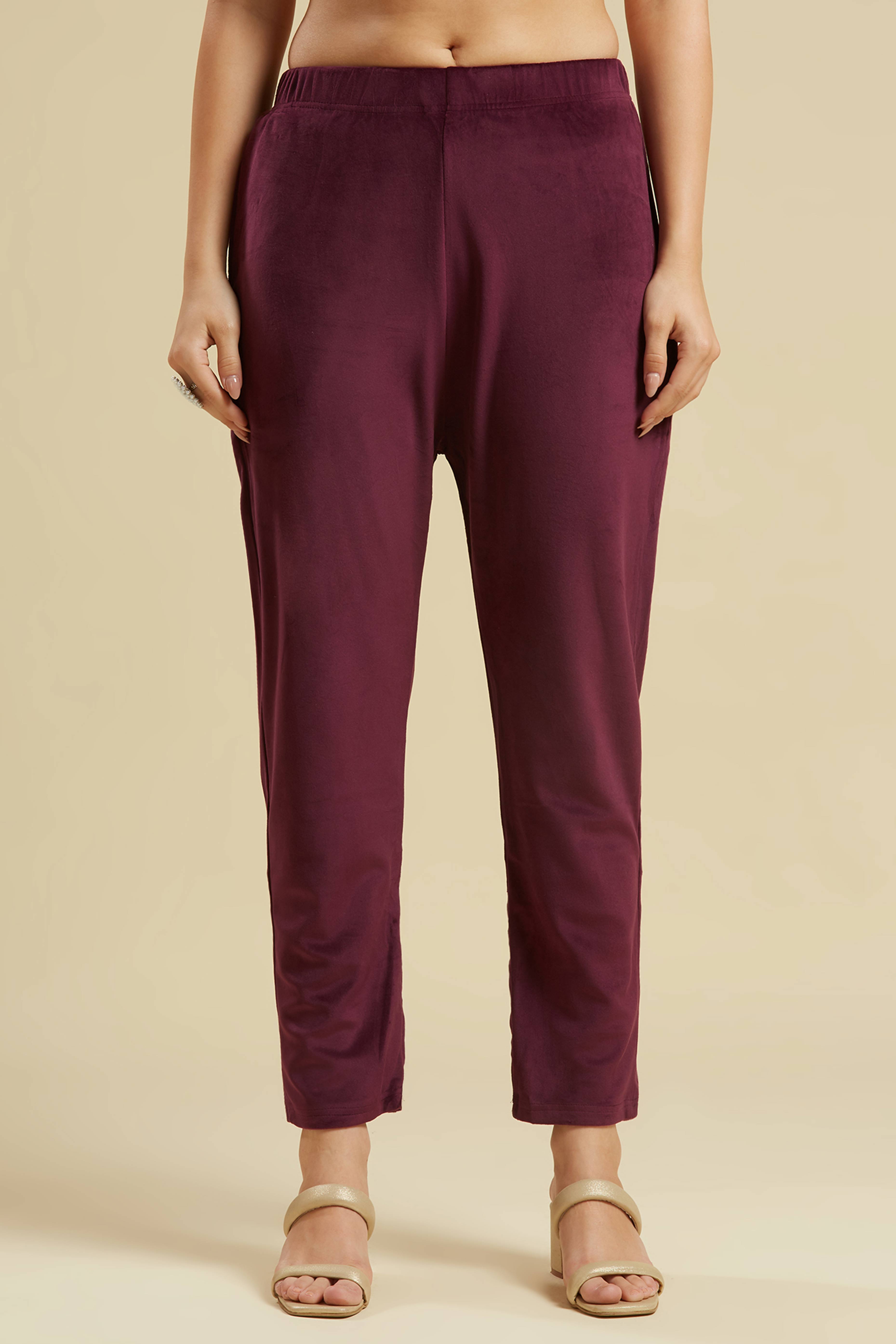 Wine Embroidered Velvet Straight Salwar Suit