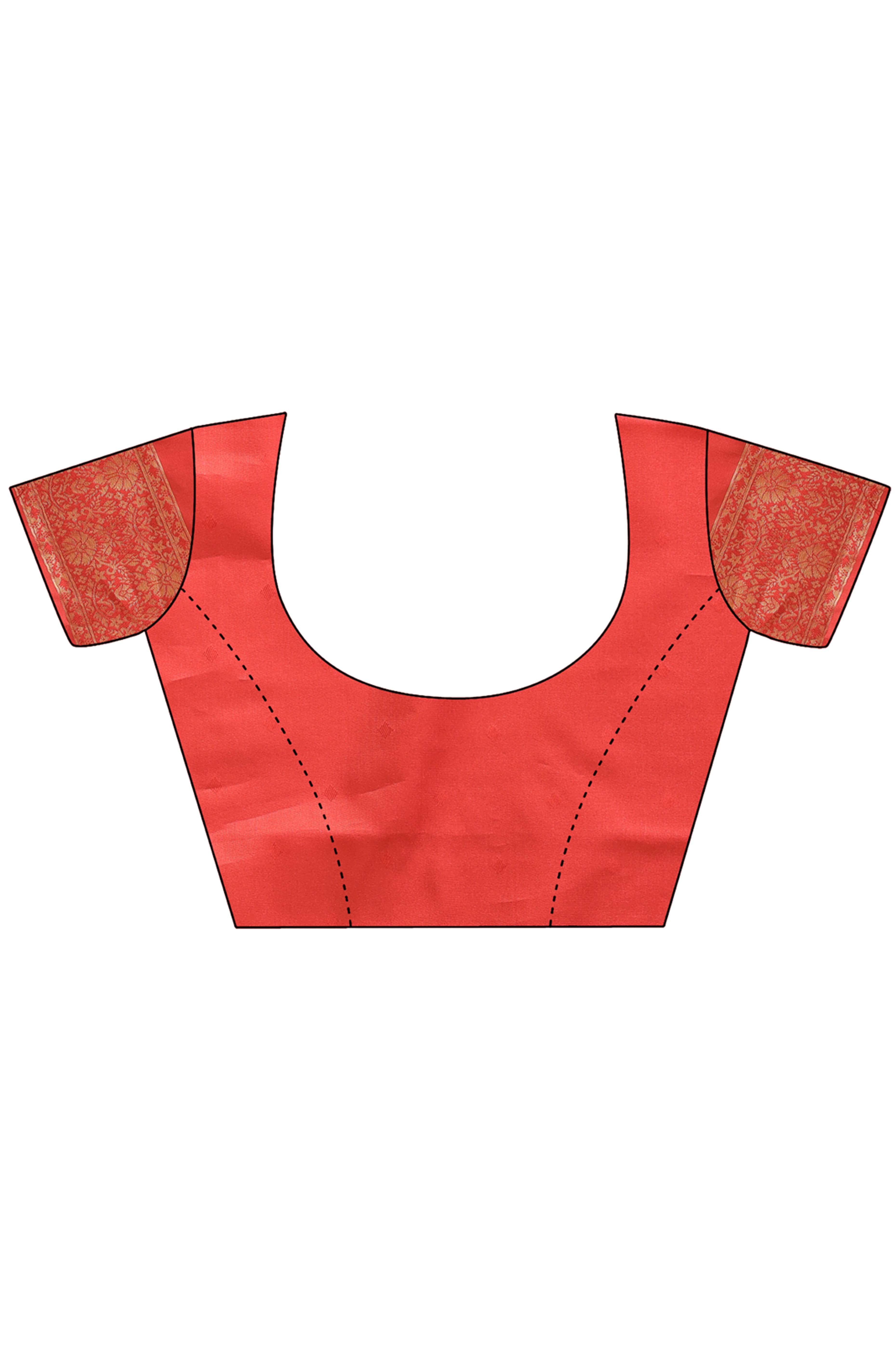 Cream Banarasi Silk Saree Featuring Red Floral Zari Weaving and a Rich Contrast Border