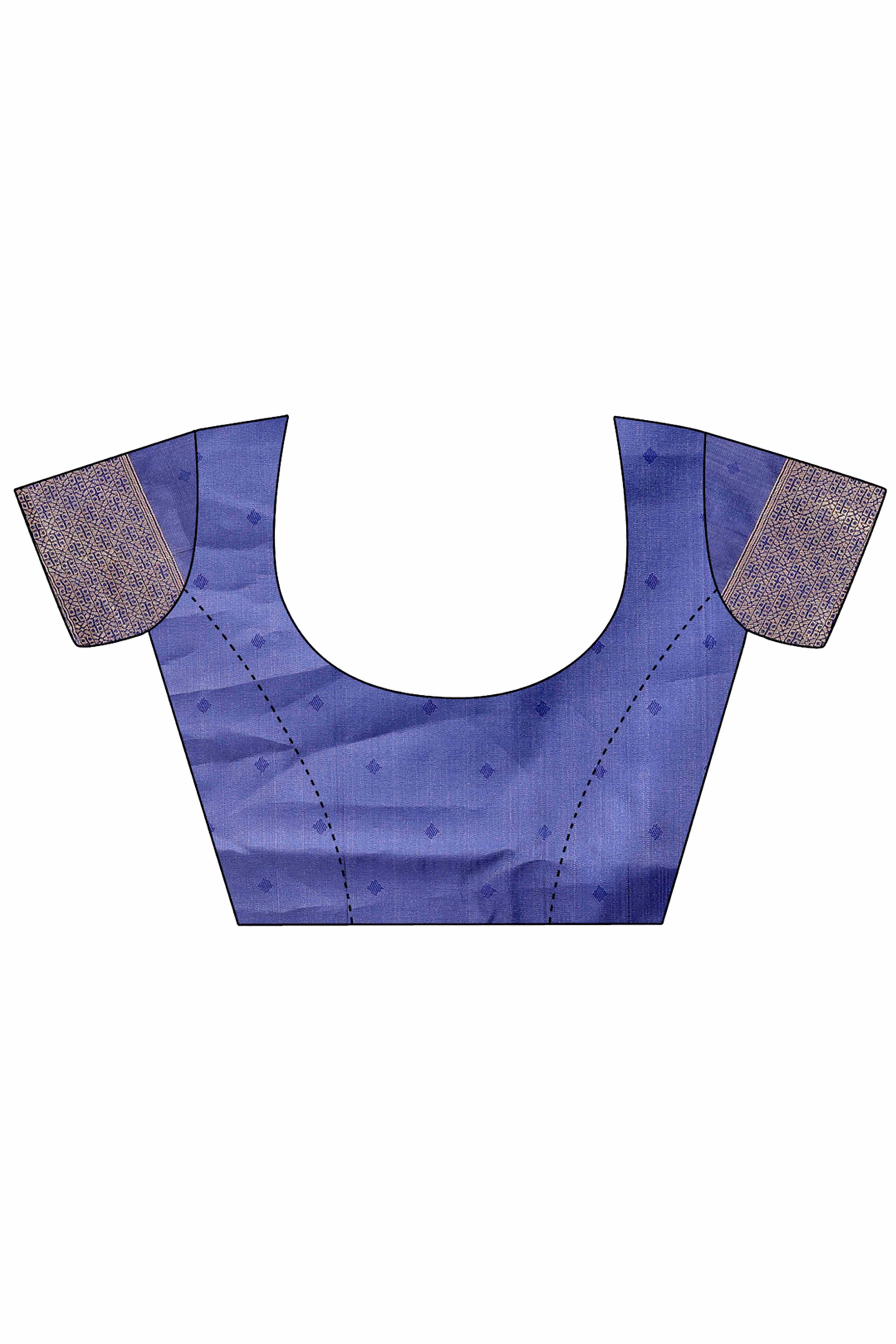 Cream & Navy Blue Floral Zari Weaving Banarasi Silk Saree With Intricate Peacock Pallu