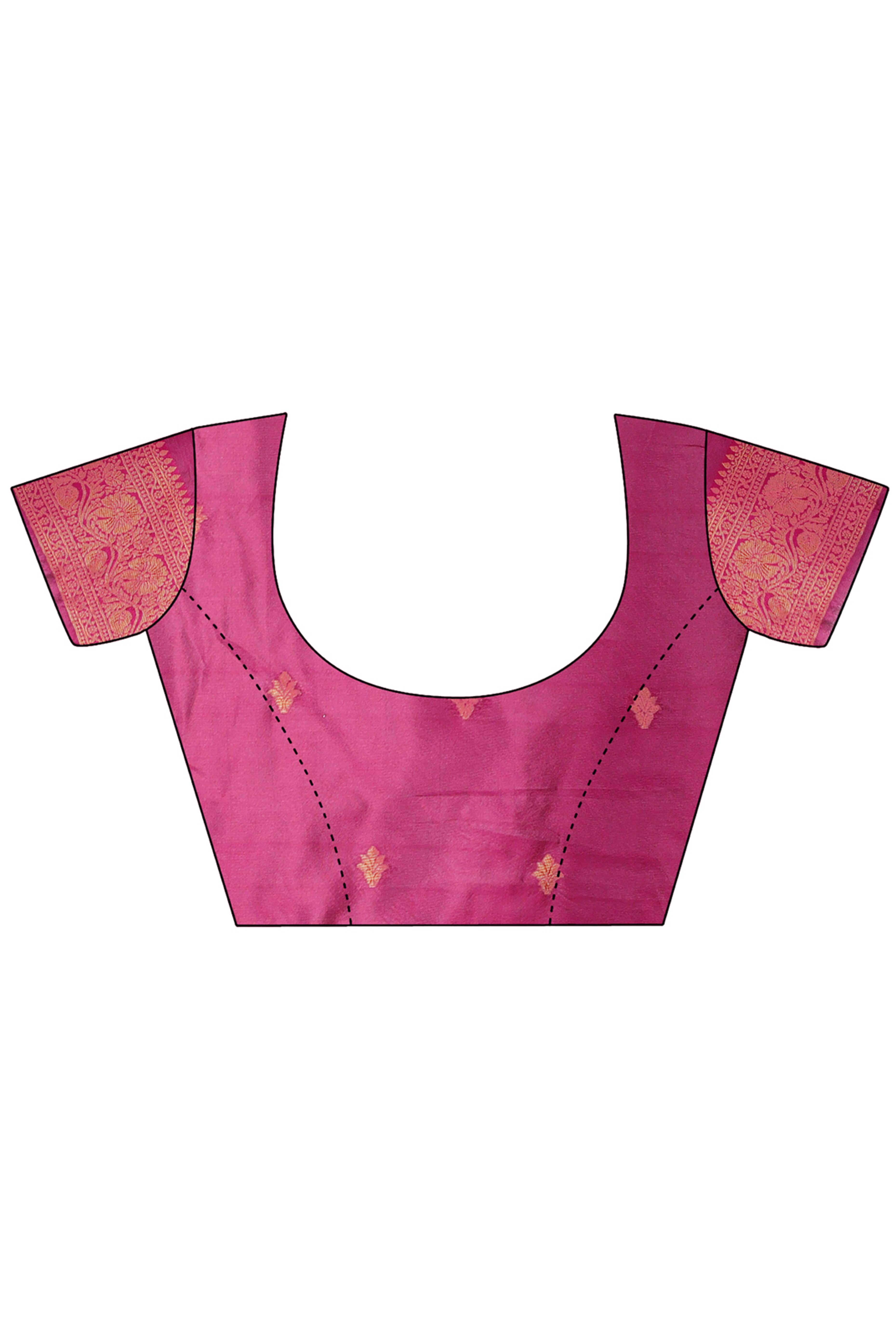 Pink Heart Motif Zari Woven Lichi Cotton Silk Saree With Flowing Tassels