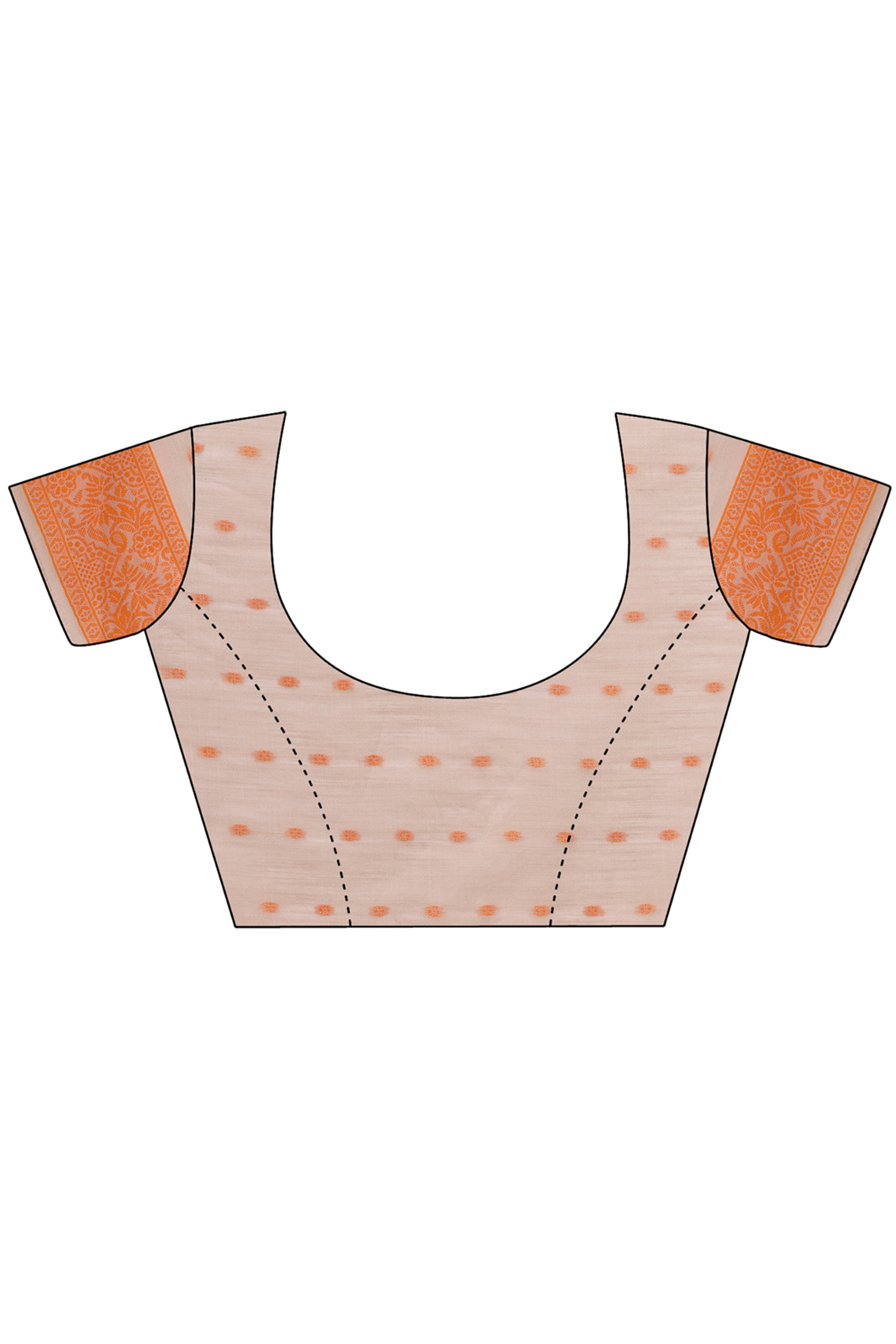 Orange Floral Zari Woven Cotton Blend Saree With Delicate Tassel Detailing