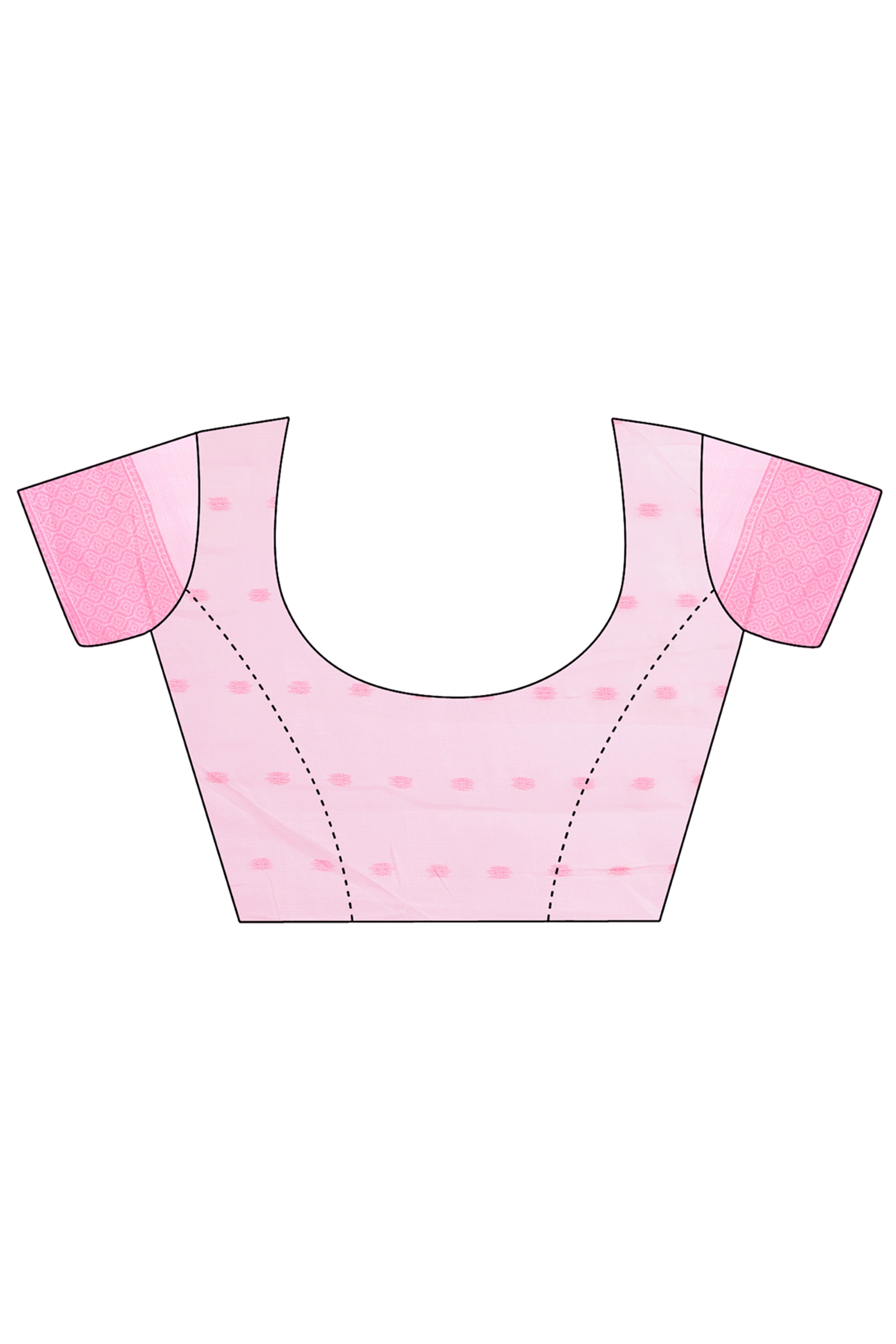 Light Pink Floral Pattern Woven Saree in a Soft Cotton Blend with Tasseled Edges