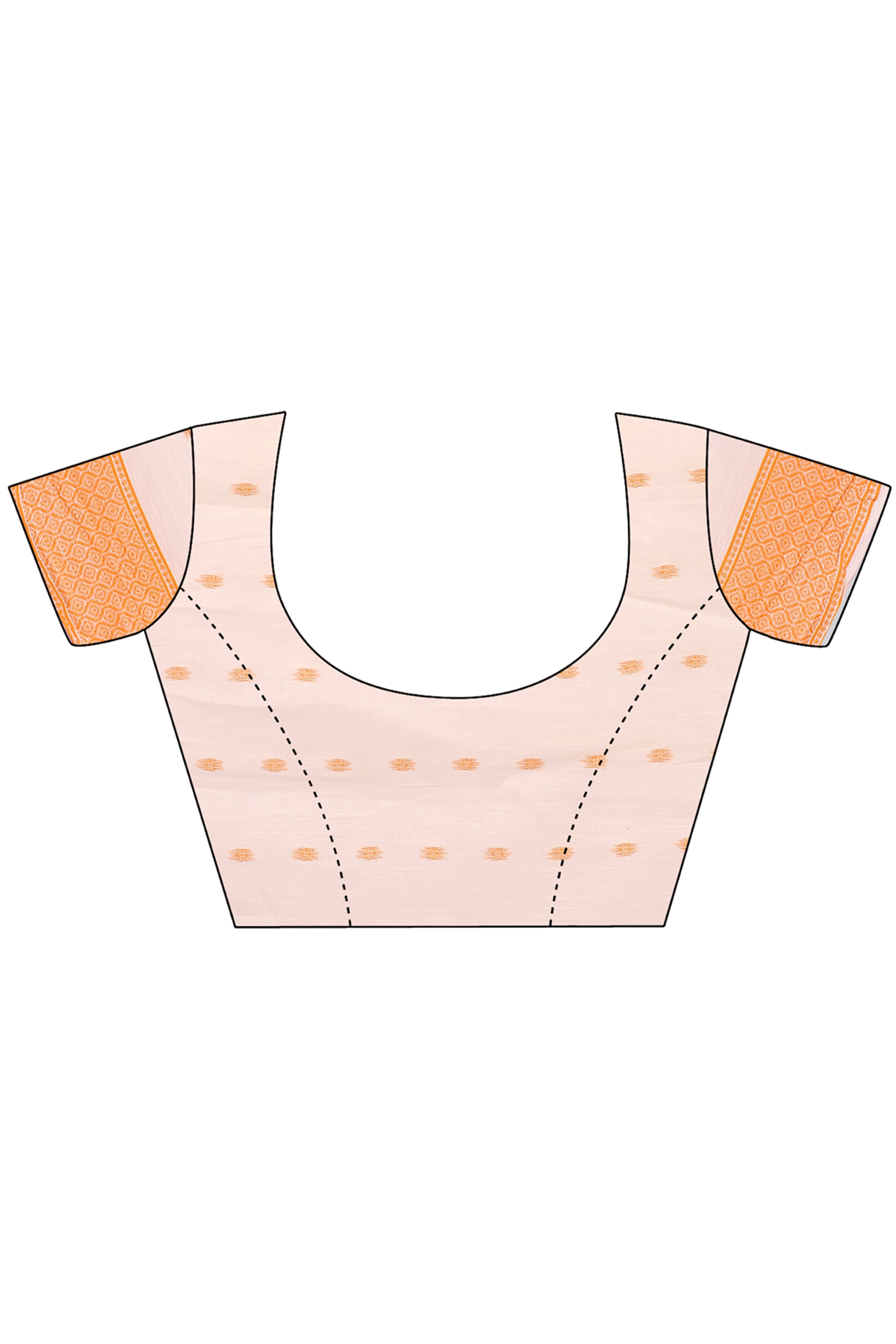 Orange Floral Pattern Woven Saree in a Soft Cotton Blend with Tasseled Edges