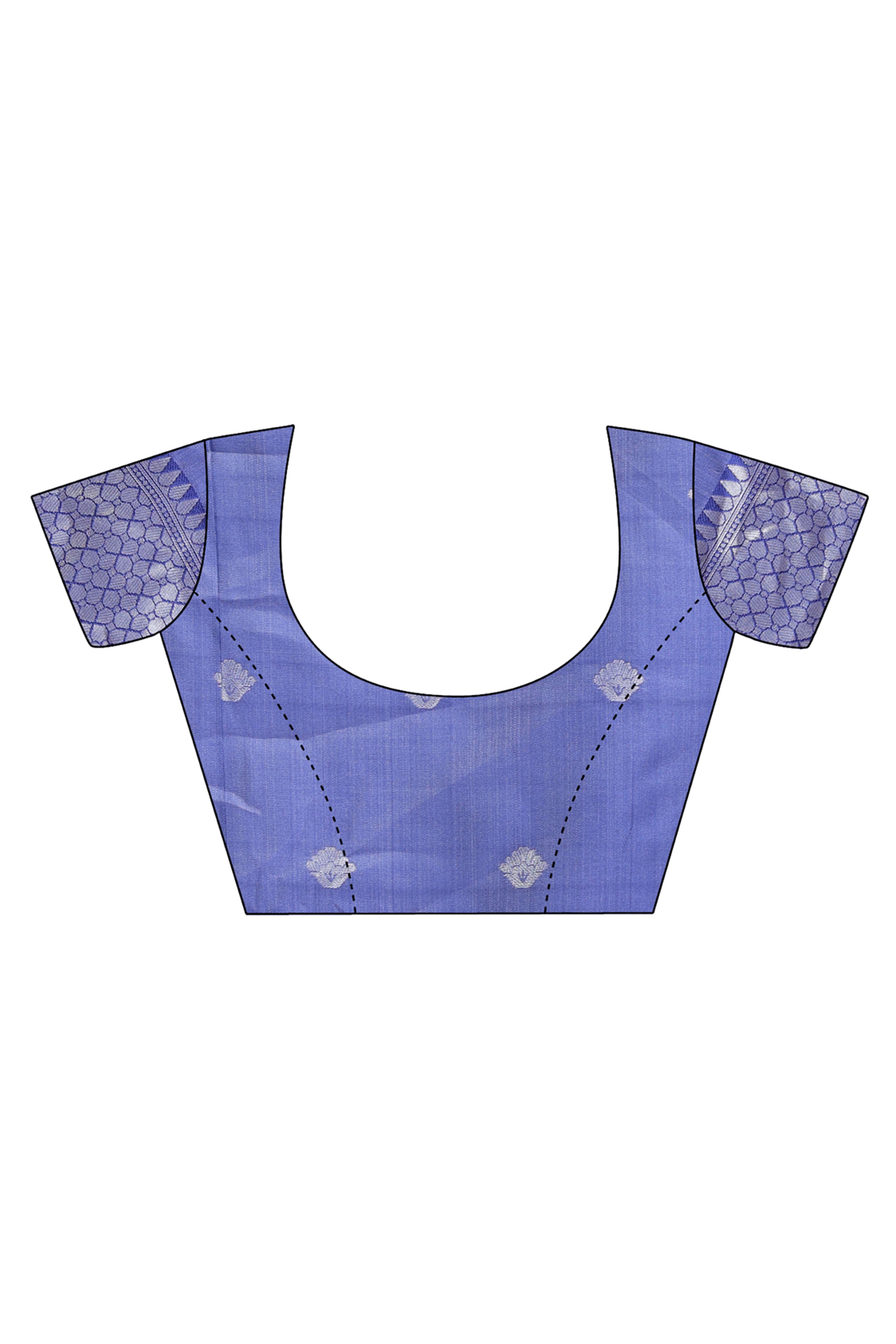 Tranquil Aqua Blue Zari Weaving Silk Blend Saree of Oceanic Serenity