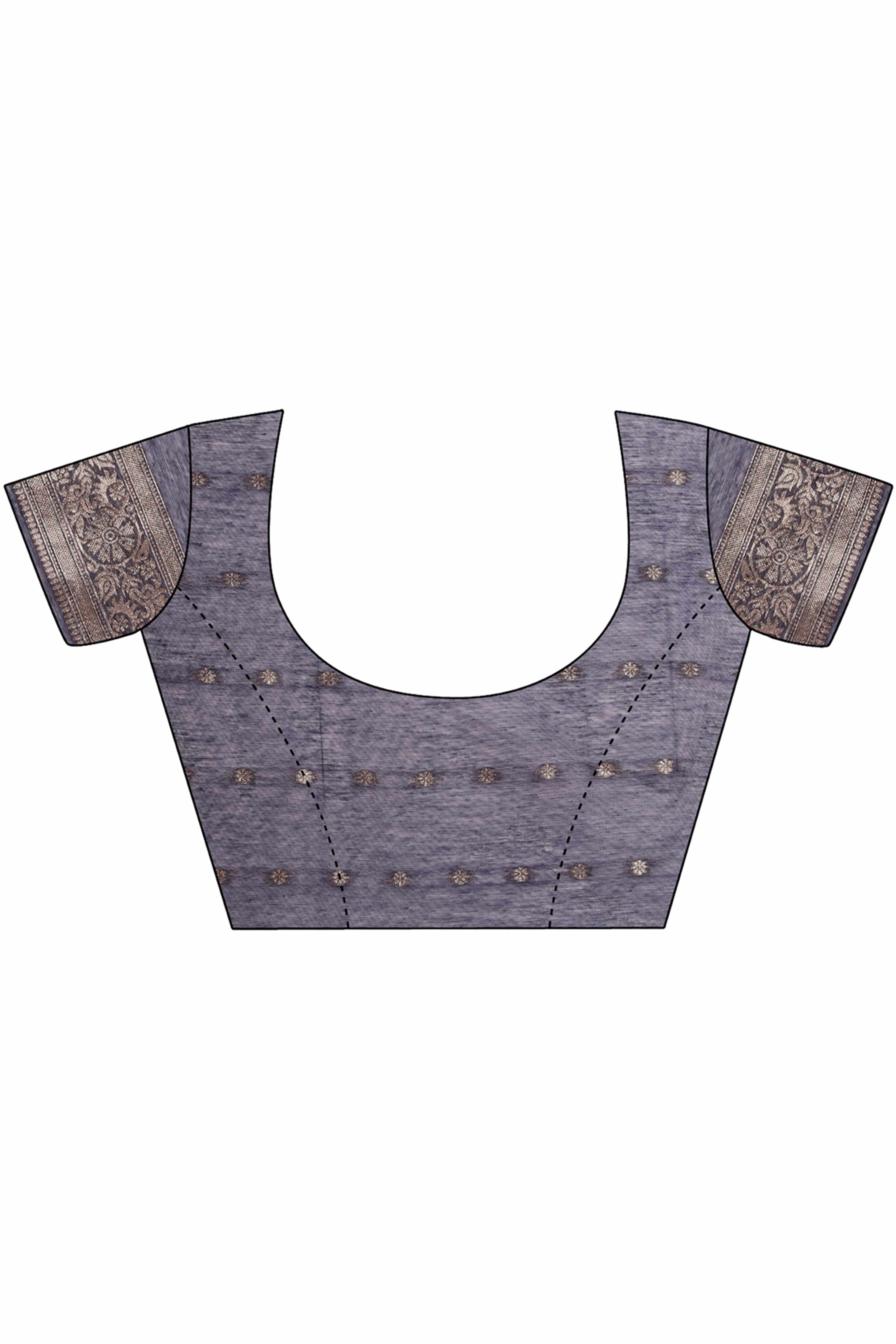 Navy Blue Floral Zari Woven Cotton Blend Saree With Soft Tassel Edging