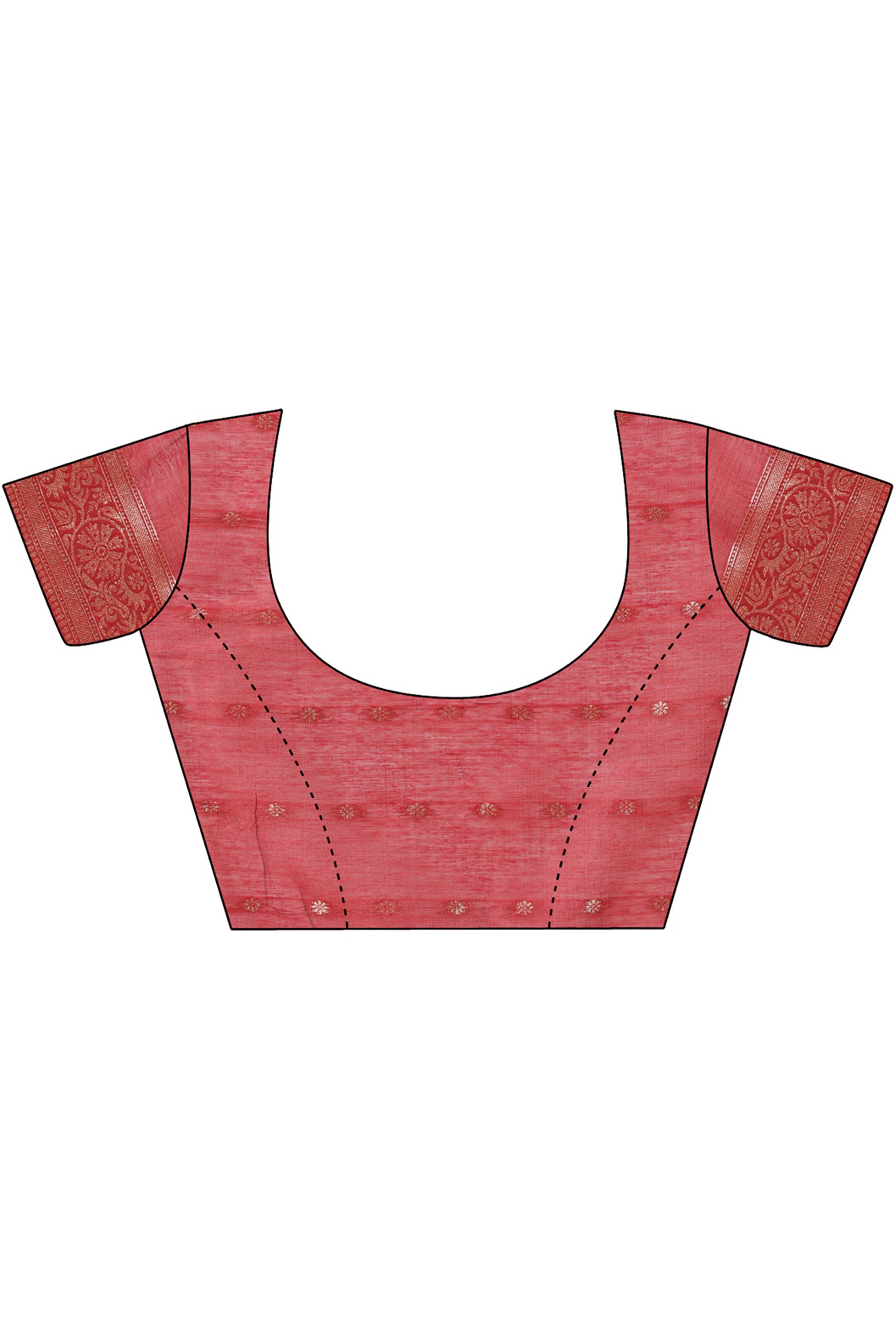 Red Floral Zari Woven Cotton Blend Saree With Soft Tassel Edging