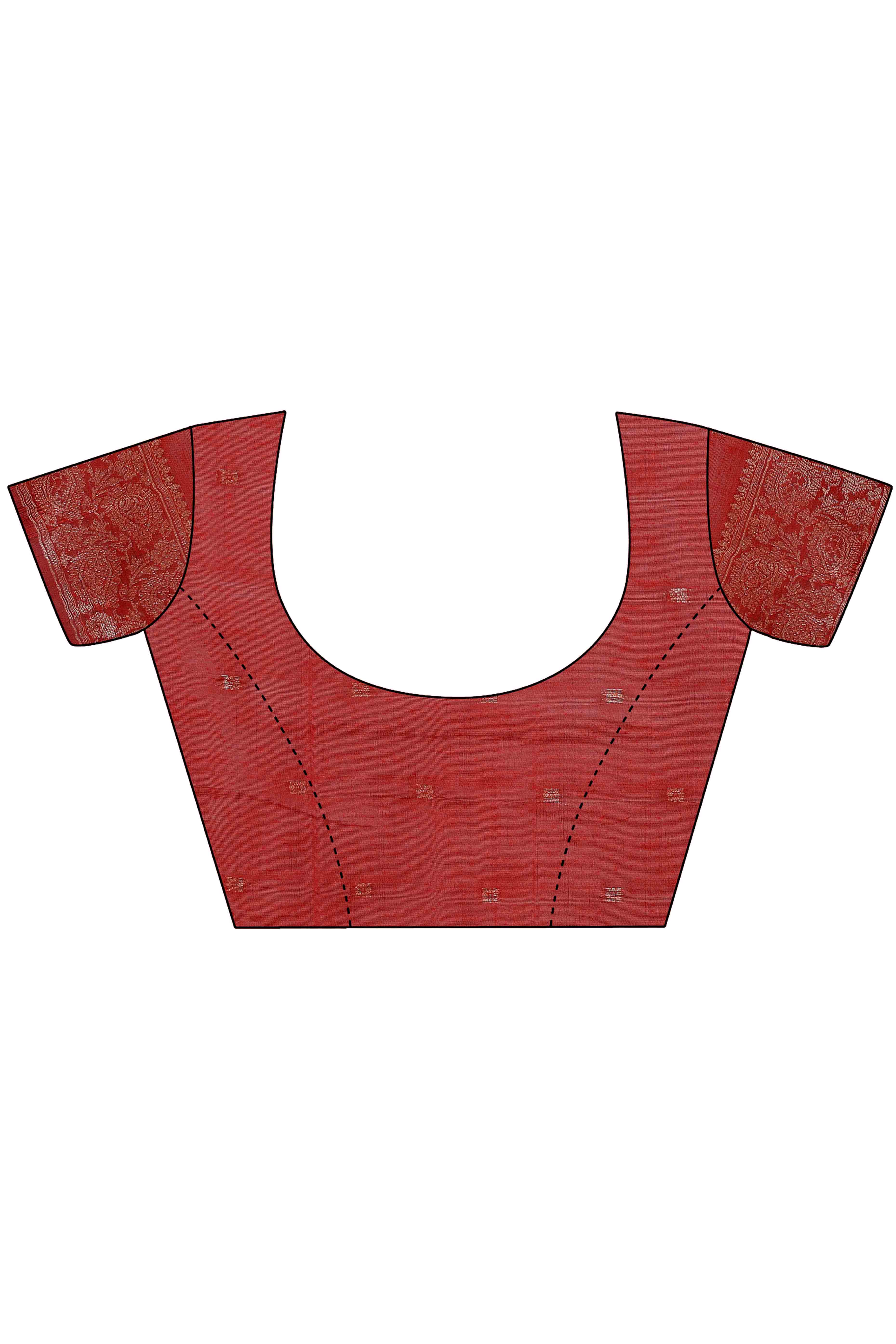 Red Floral Zari Woven Saree in a Lustrous Cotton Silk Blend