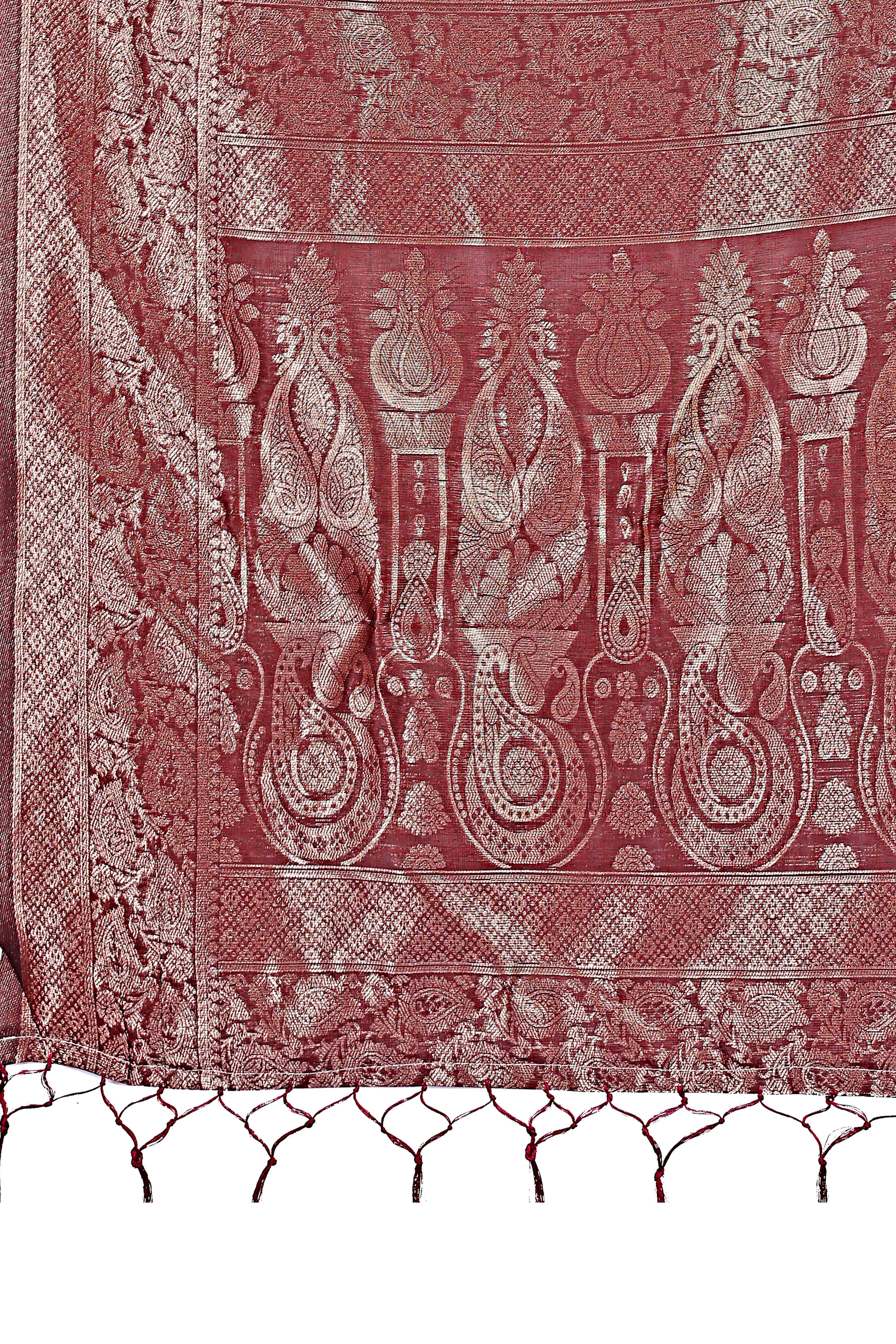 Maroon Floral Zari Woven Saree in a Lustrous Cotton Silk Blend