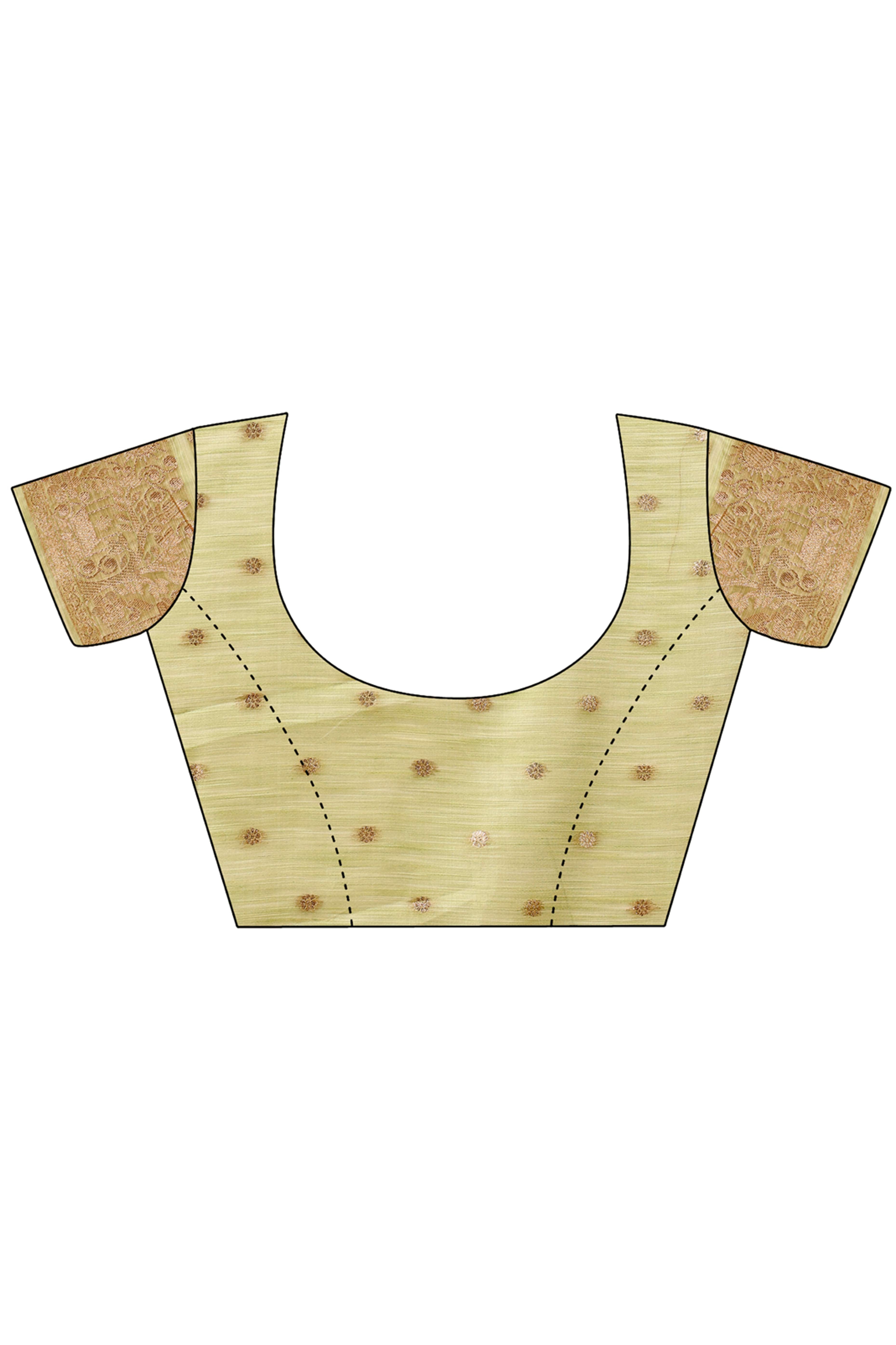 Light Green Zari Woven Linen Cotton Saree With Graceful Tassels