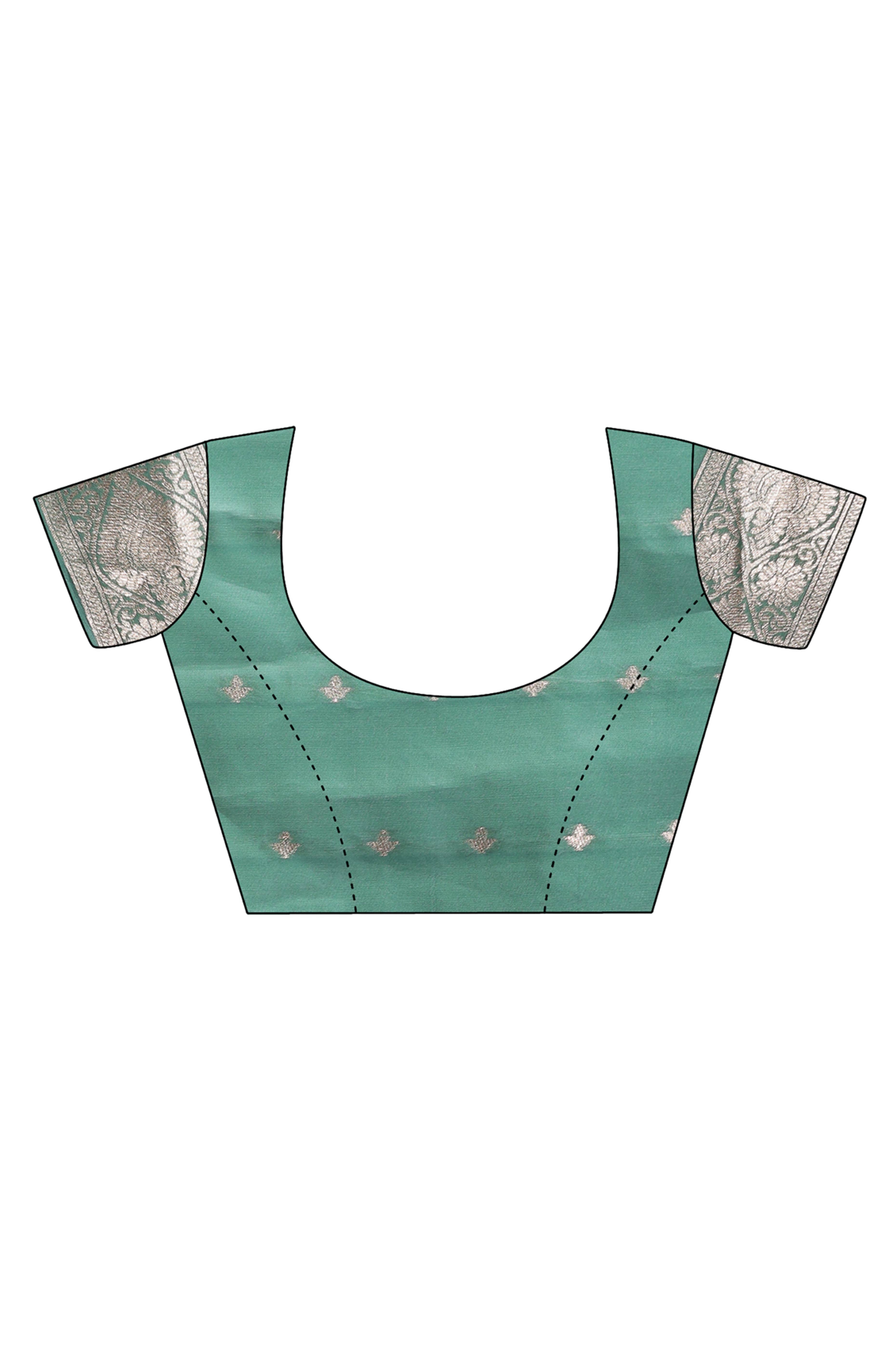 Refreshing Green Traditional Ikkat Style Zari Weaving Cotton Blend Saree with Harmonious Tassels