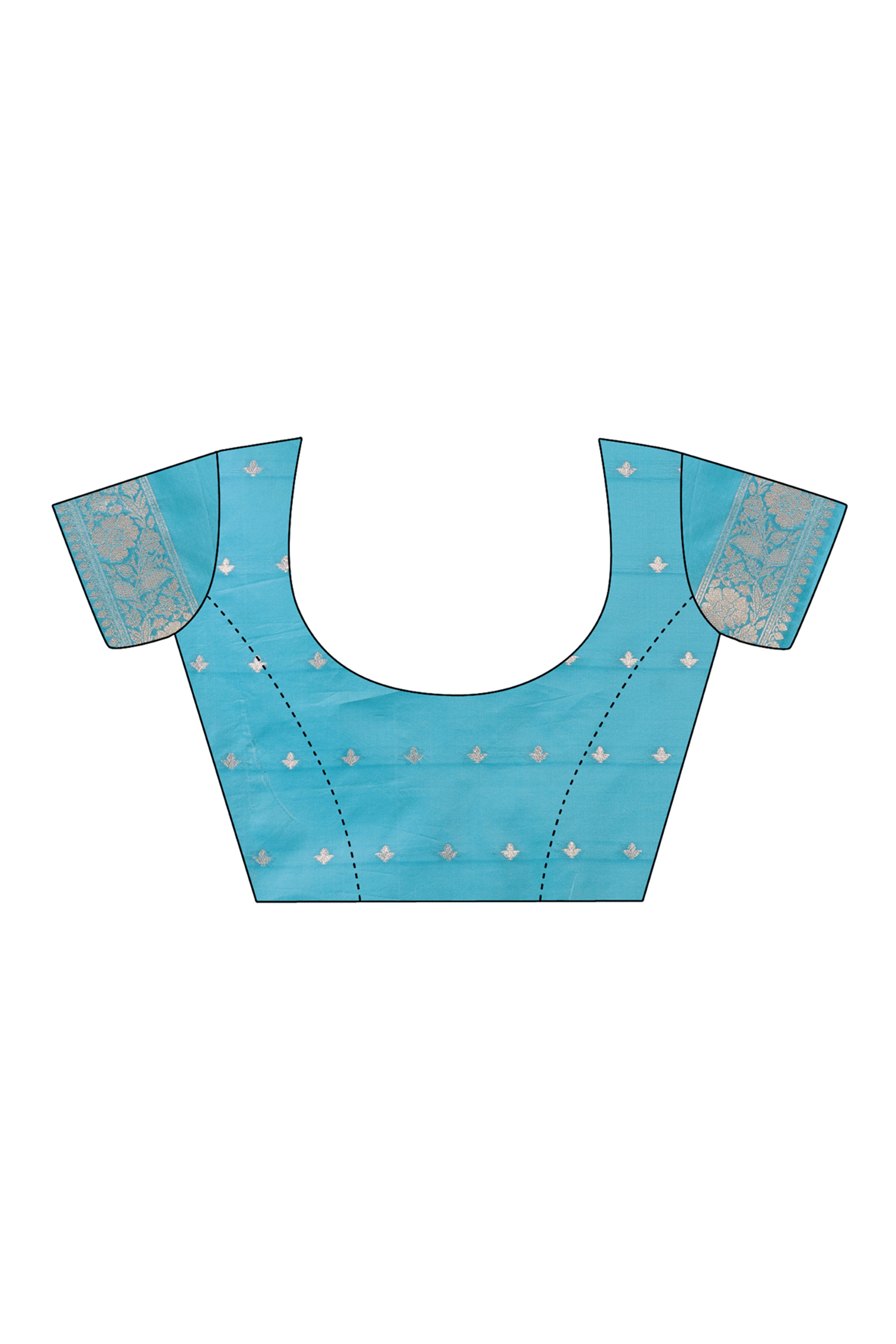 Rama Blue Saree In Linen Cotton With Beautiful Floral Woven Patterns & a Tassel