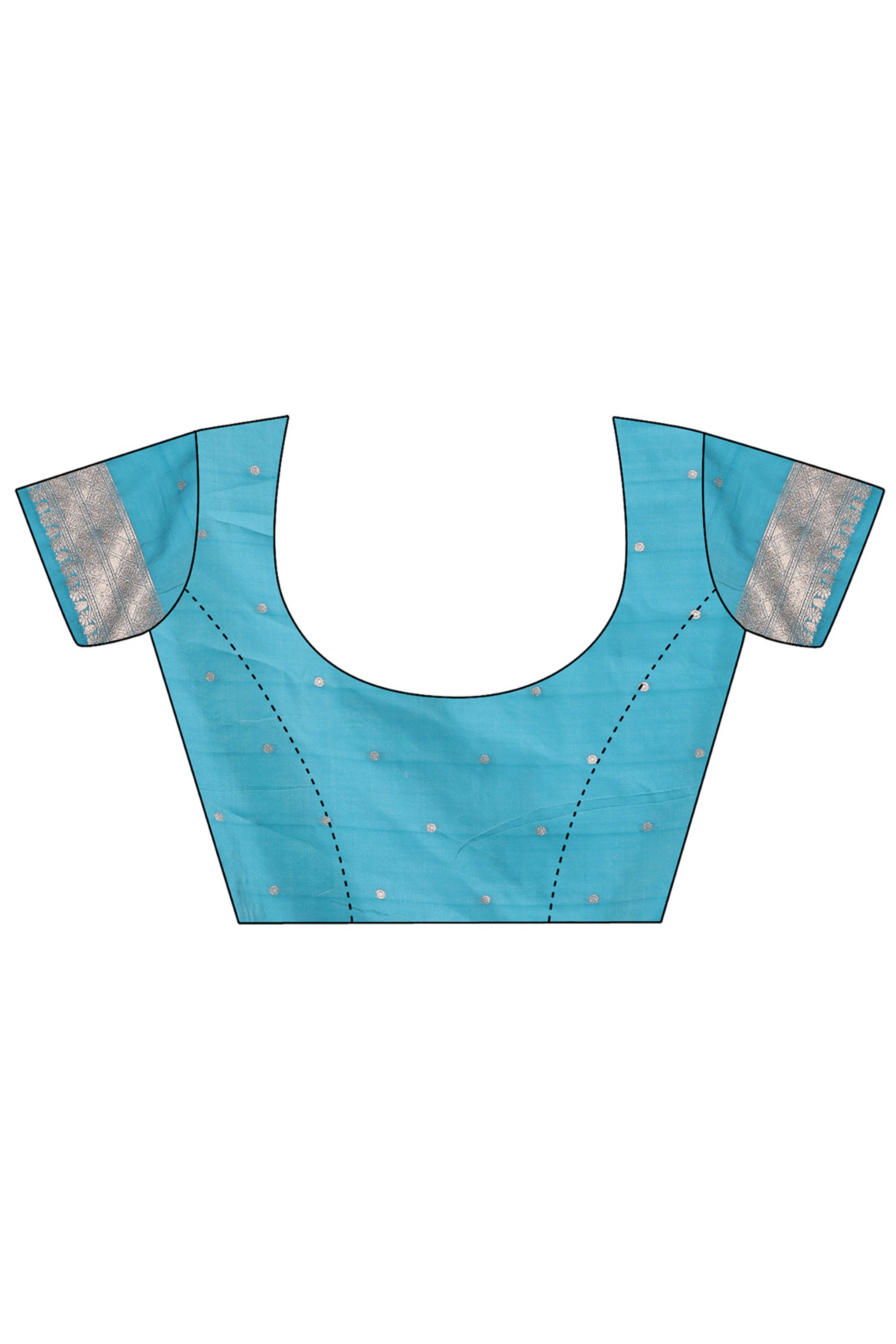 Teal Saree with Zari Woven Geometric Motifs and Graceful Tassel Accents