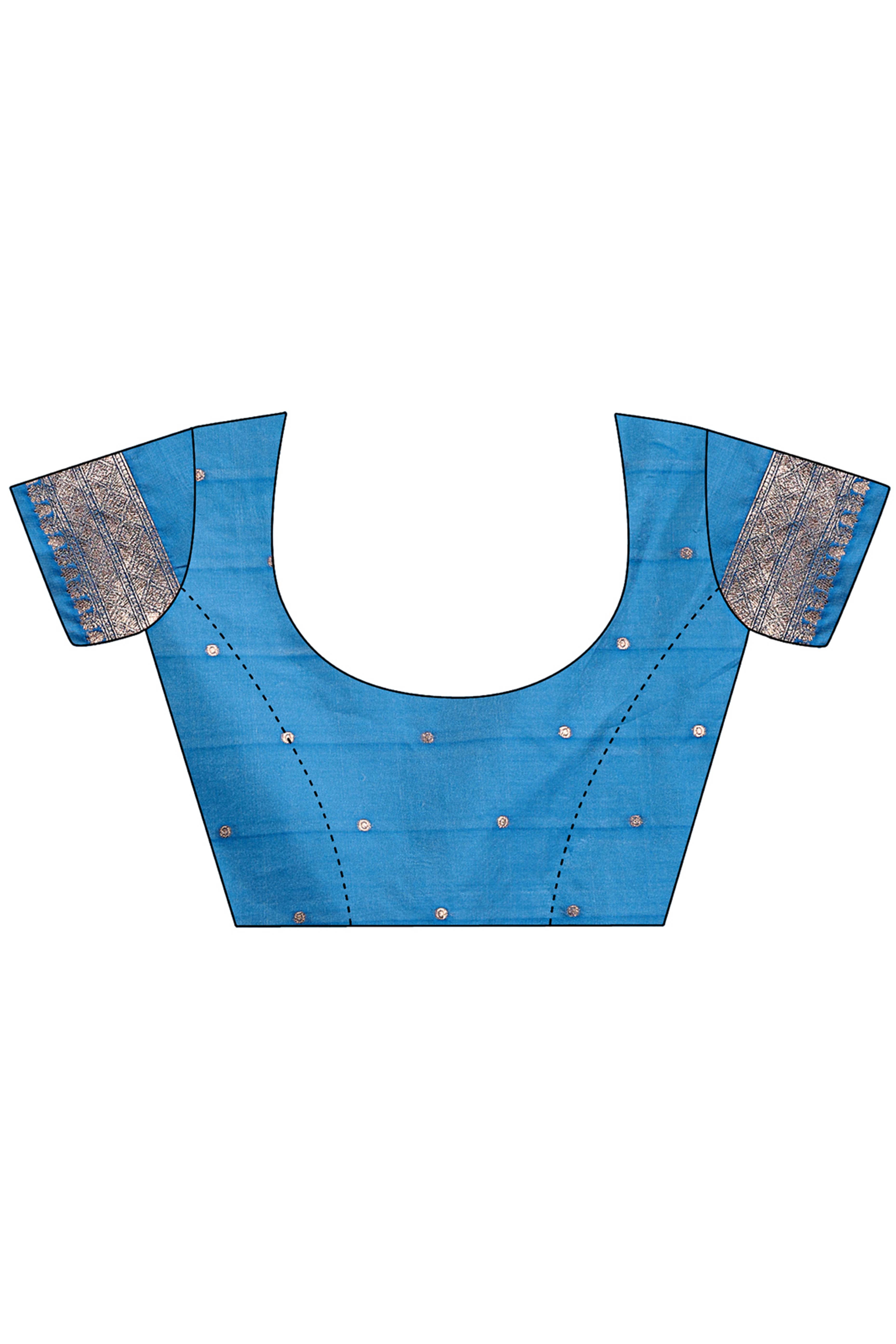 Blue Saree with Zari Woven Geometric Motifs and Graceful Tassel Accents