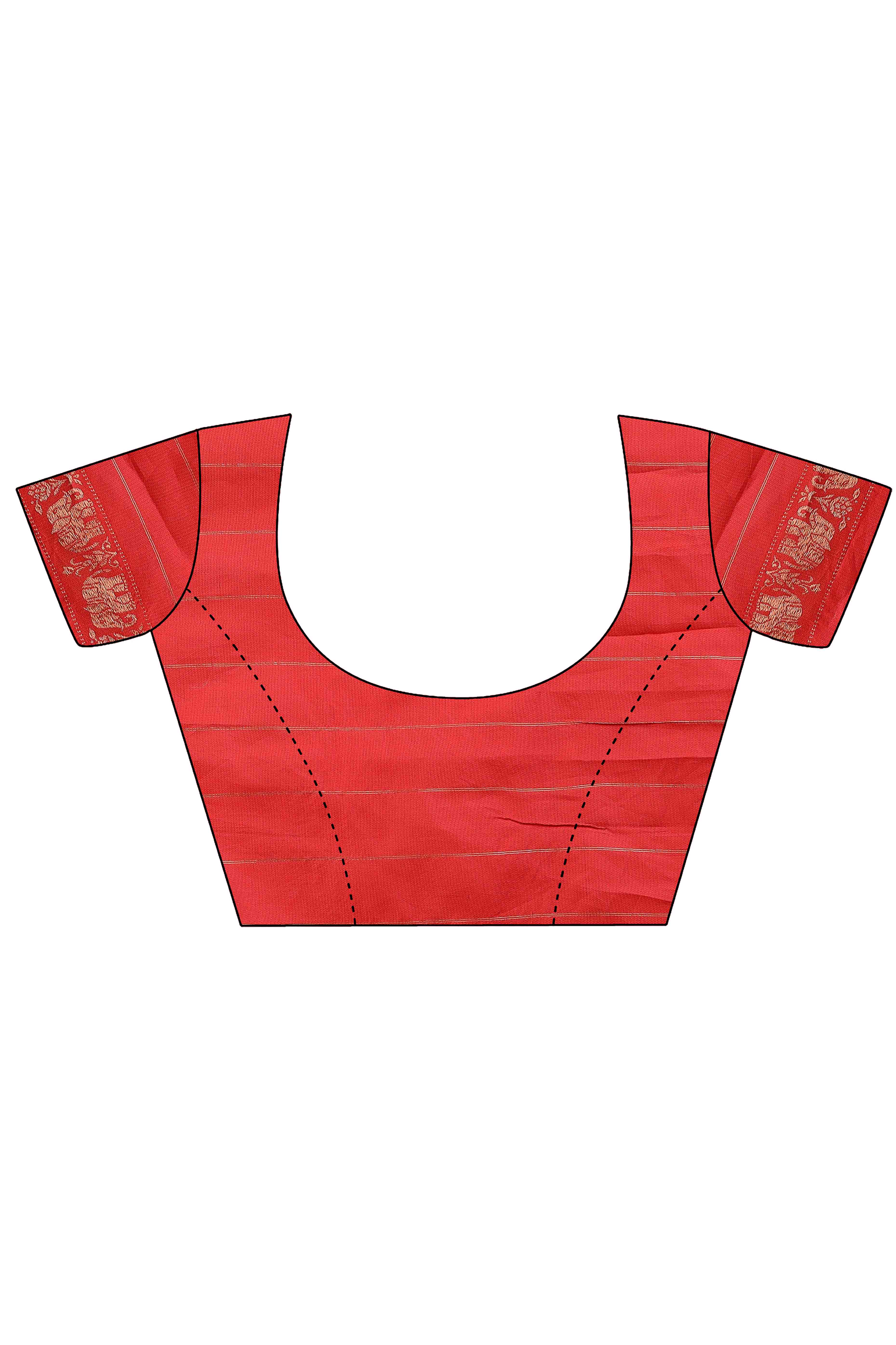 Red Saree in Banarasi Silk with Luxurious Zari Brocade Weaving