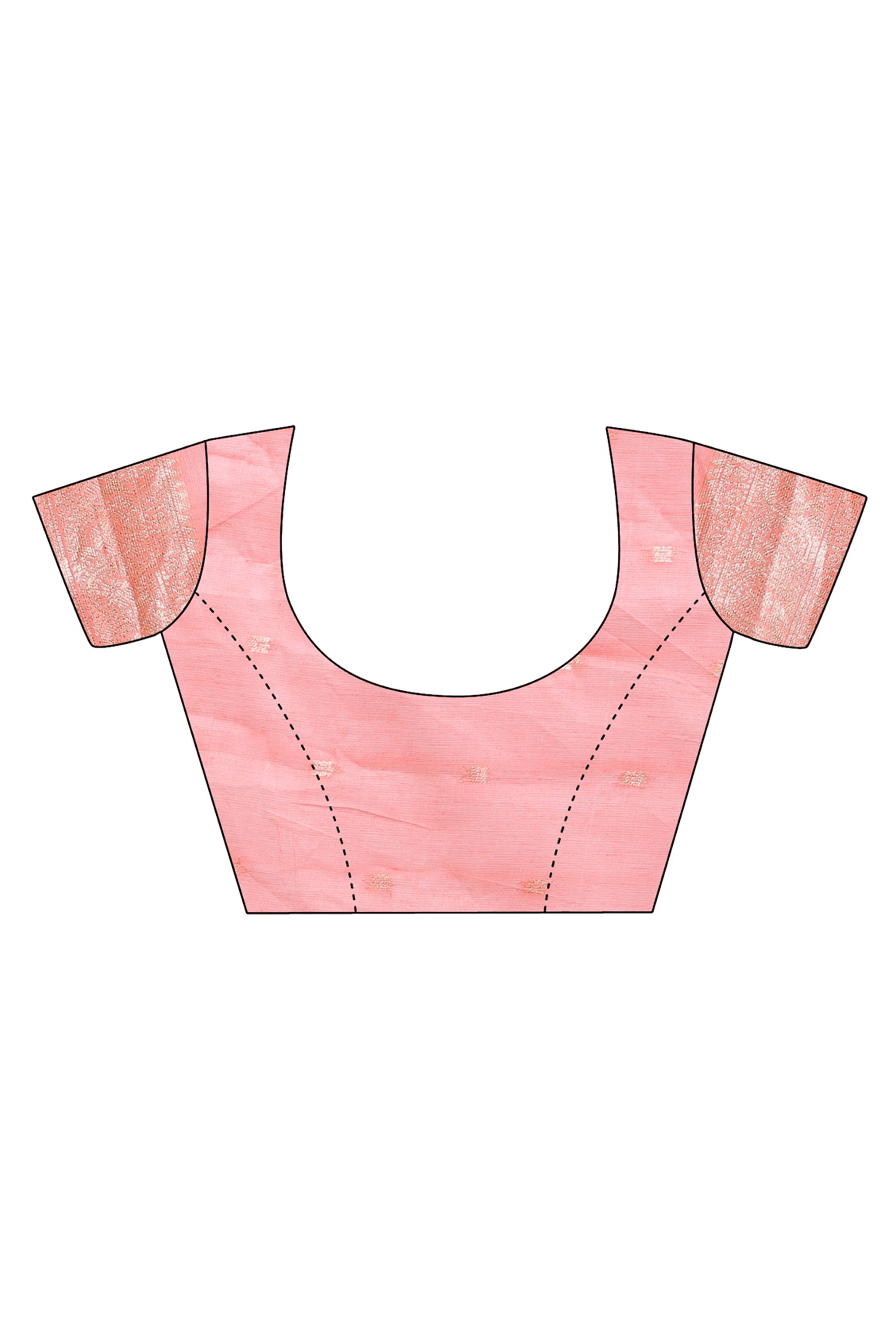 Delightful Peach Geometric Style Zari Weaving Cotton Blend Saree Embellished with Stylish Tassels