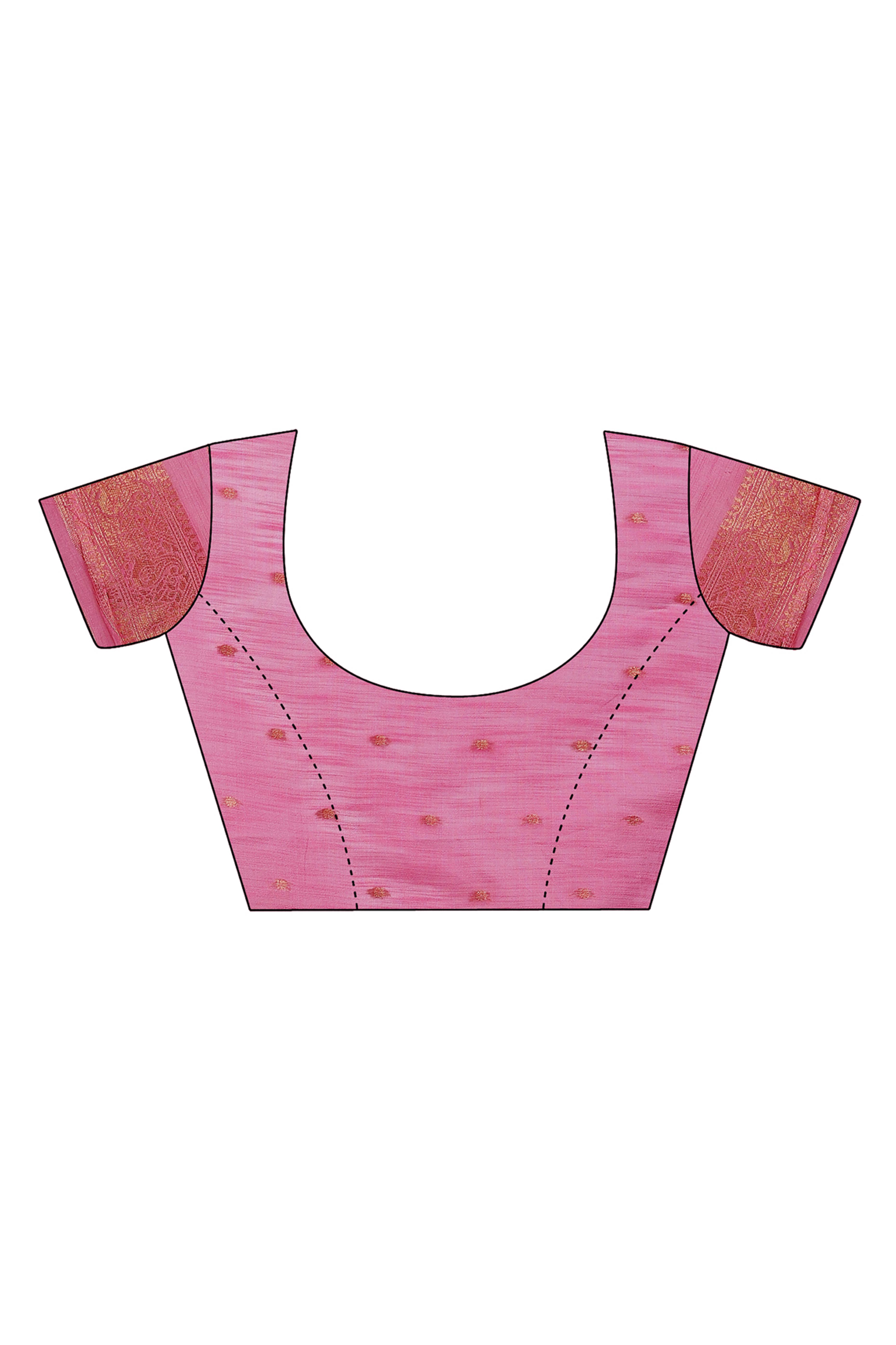 Light Pink Linen Cotton Saree With Intricate Floral Zari Weaving & Tassel Edge