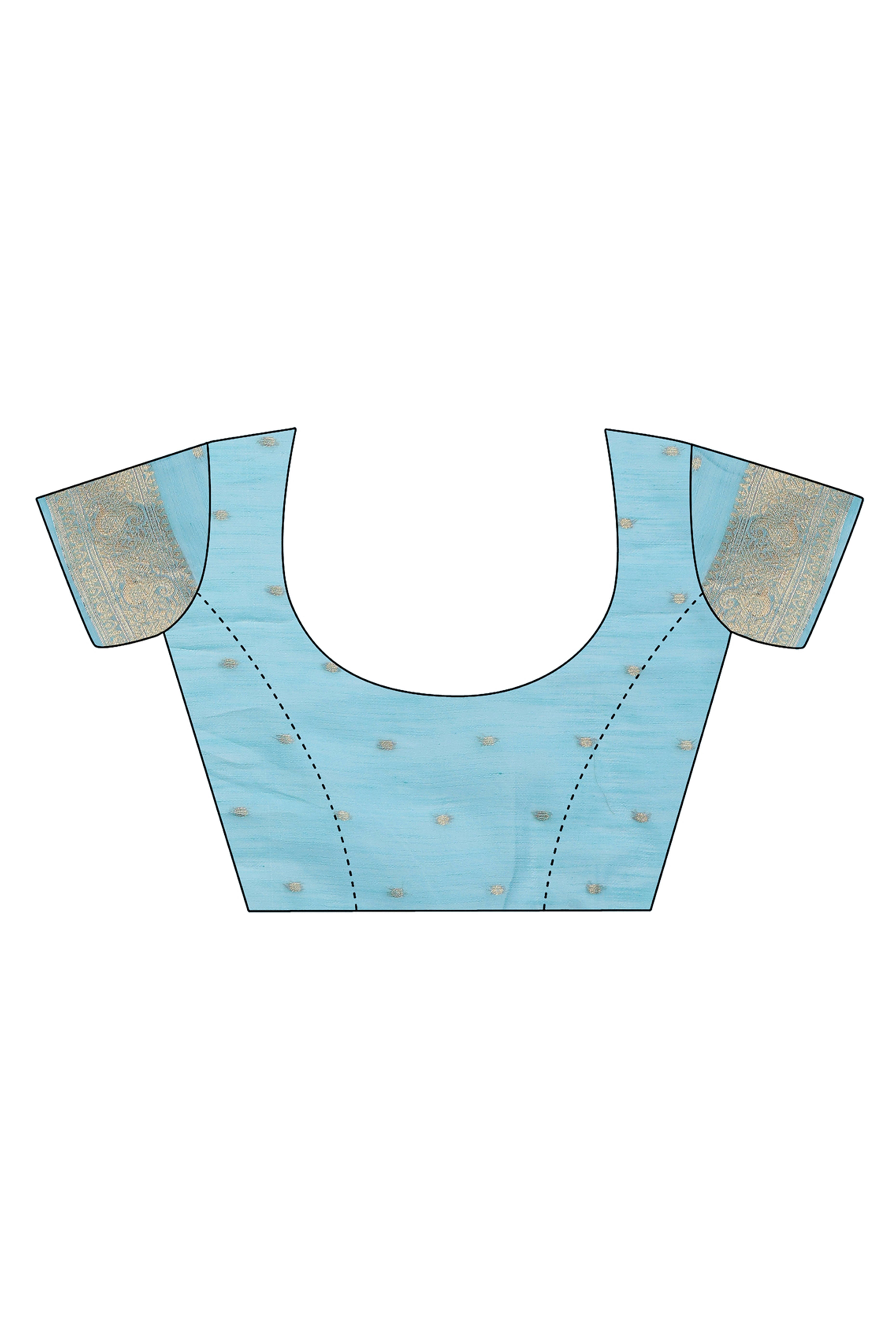 Blue Linen Cotton Saree With Intricate Floral Zari Weving & Tassel Edge