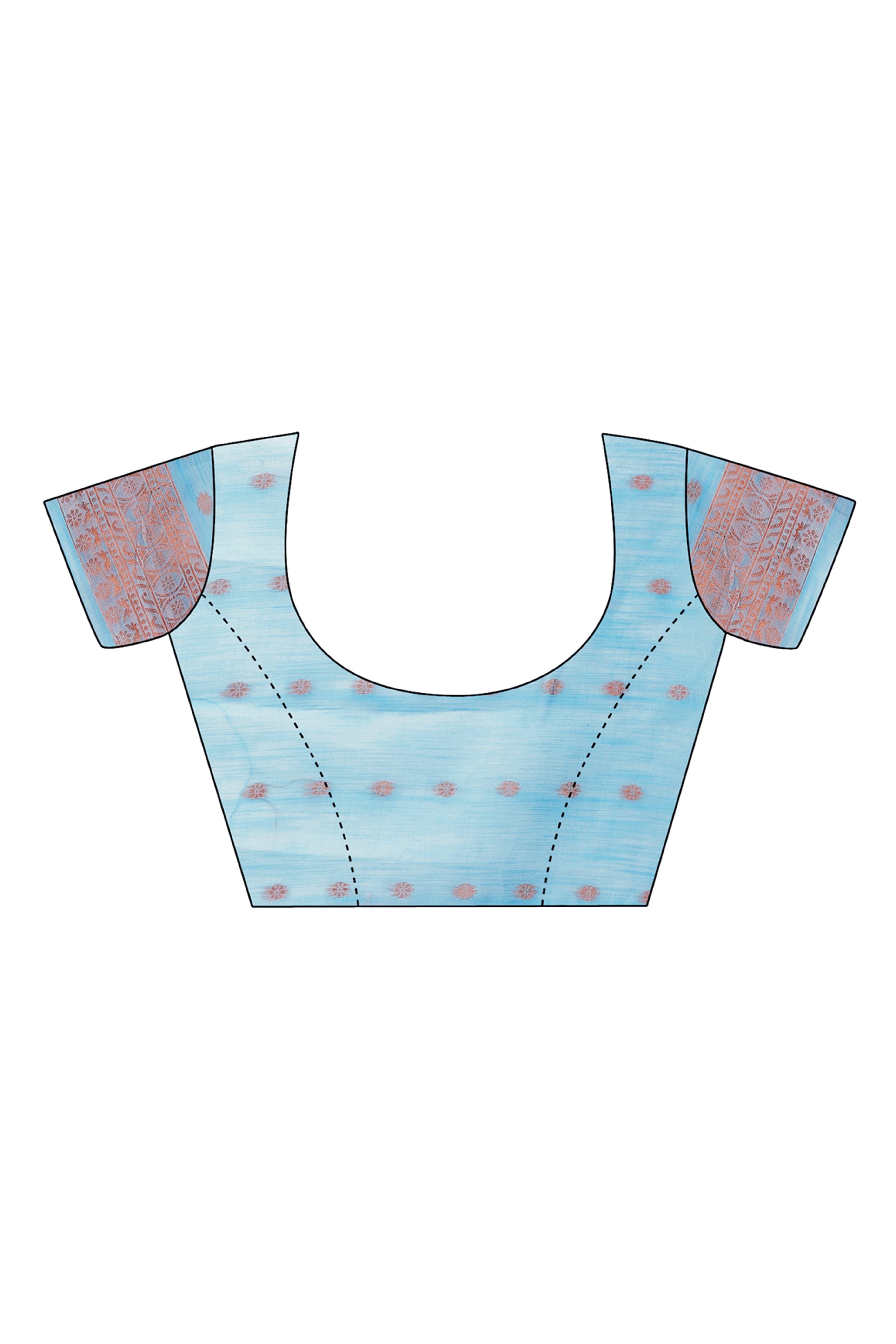 Elegant Floral Zari Weaving Embellished Sky Blue Saree In Linen Cotton with Tassel Accents