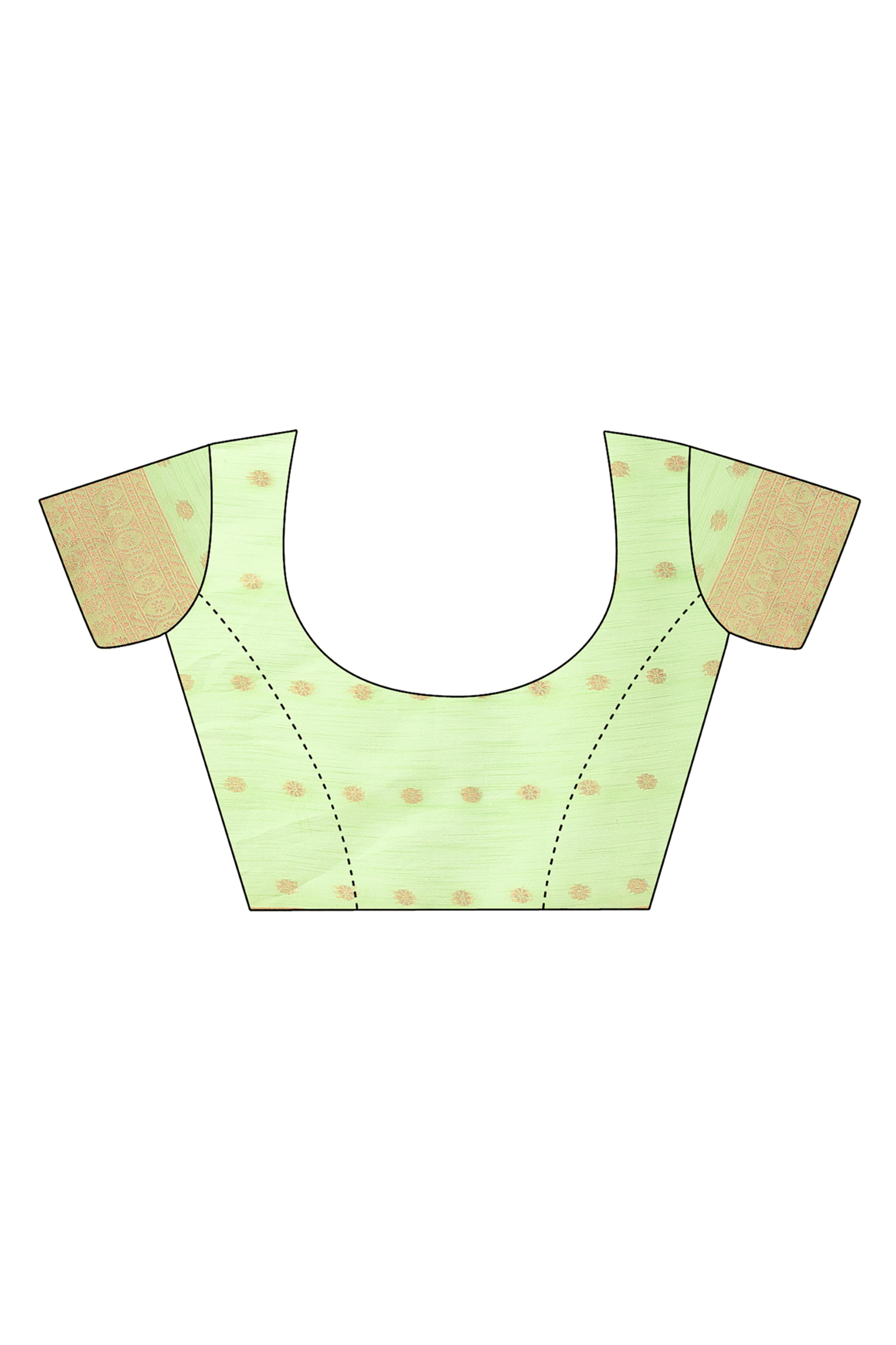 Sophisticated Floral Zari Weaving Embellished Green Saree In Linen Cotton with Tassel Accents