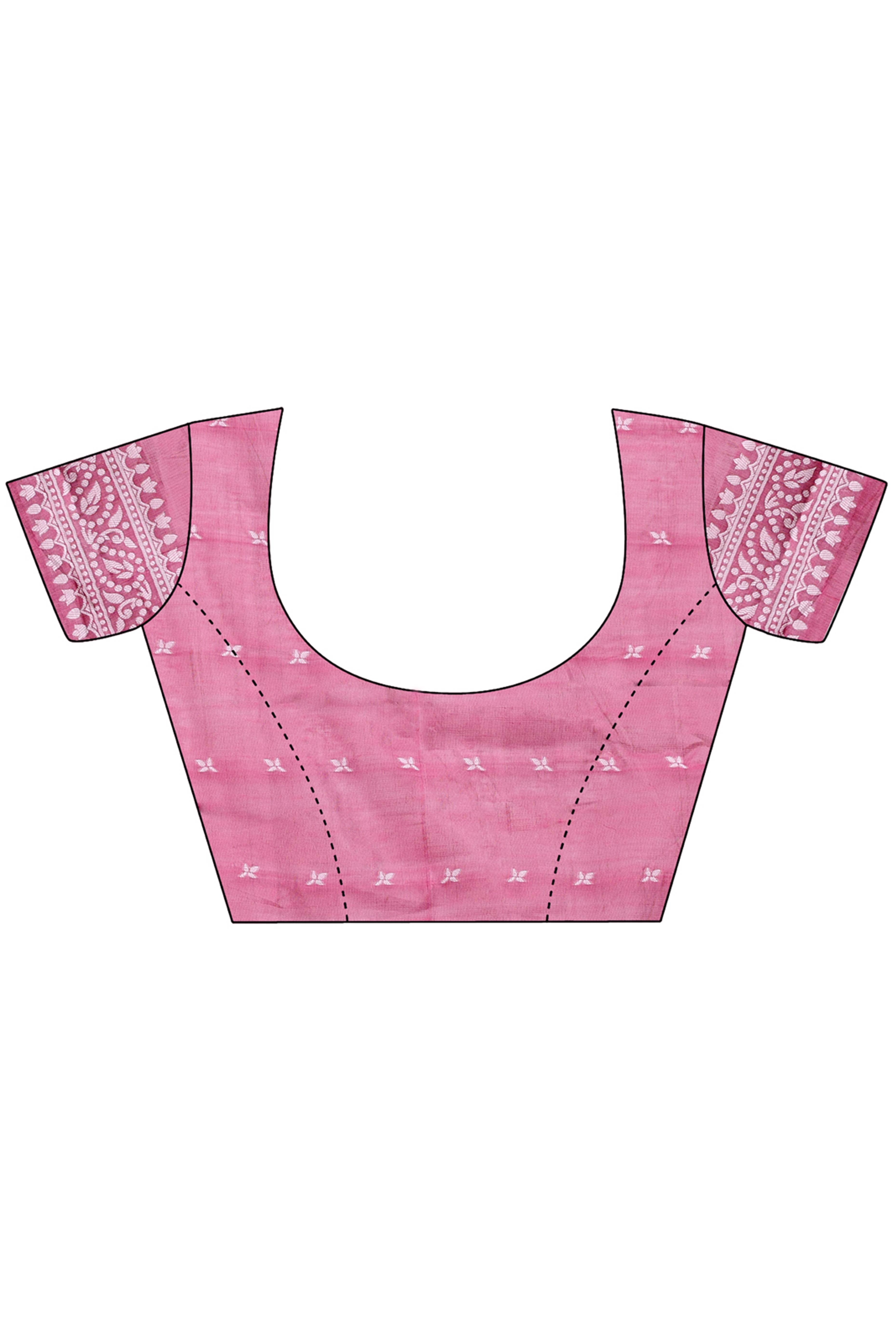 Traditional Bandhani Inspired Woven Pink Saree in Breathable Linen Cotton