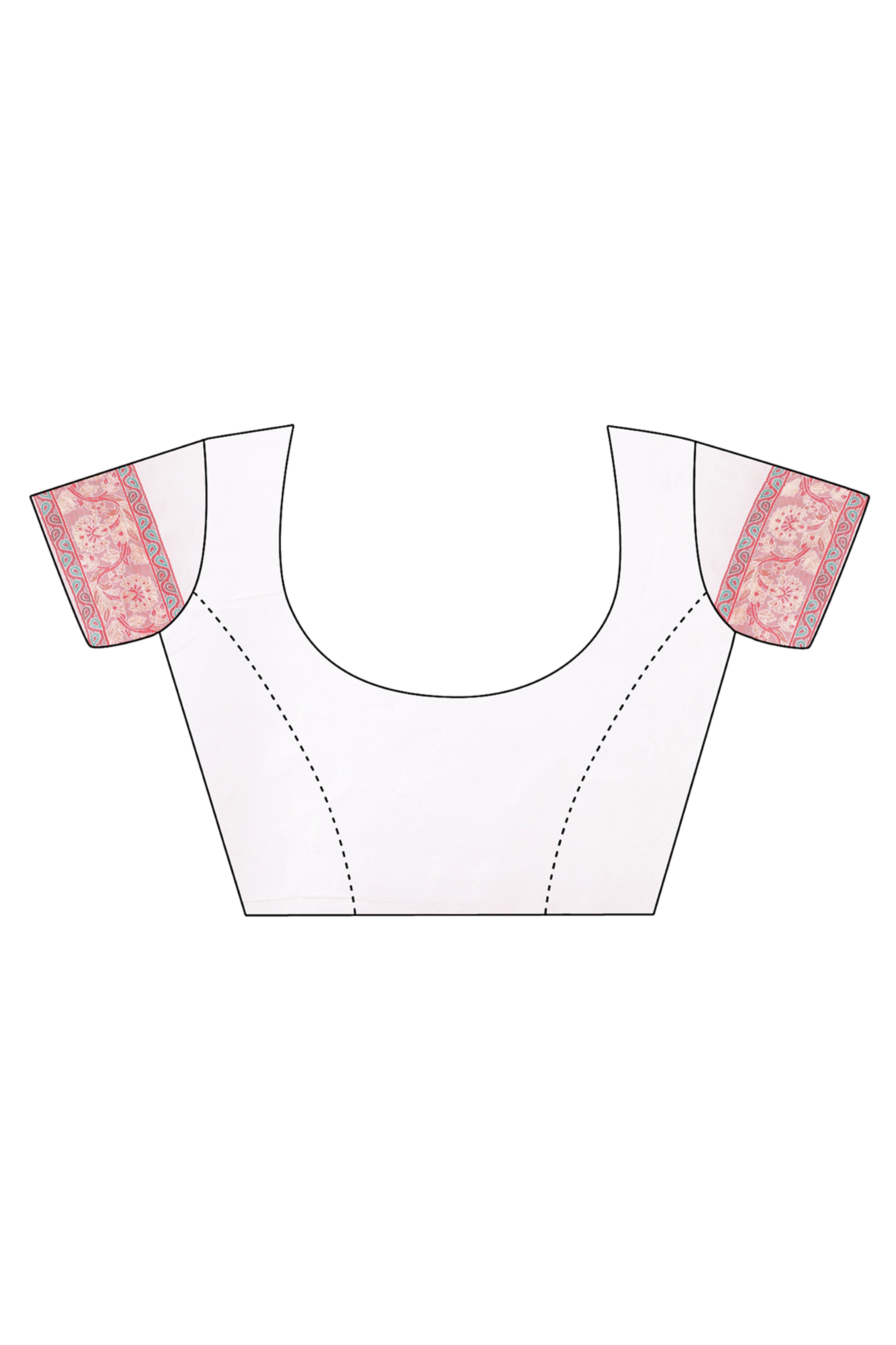 White Floral Woven Cotton Blend Saree With A Breezy Tassel Finish