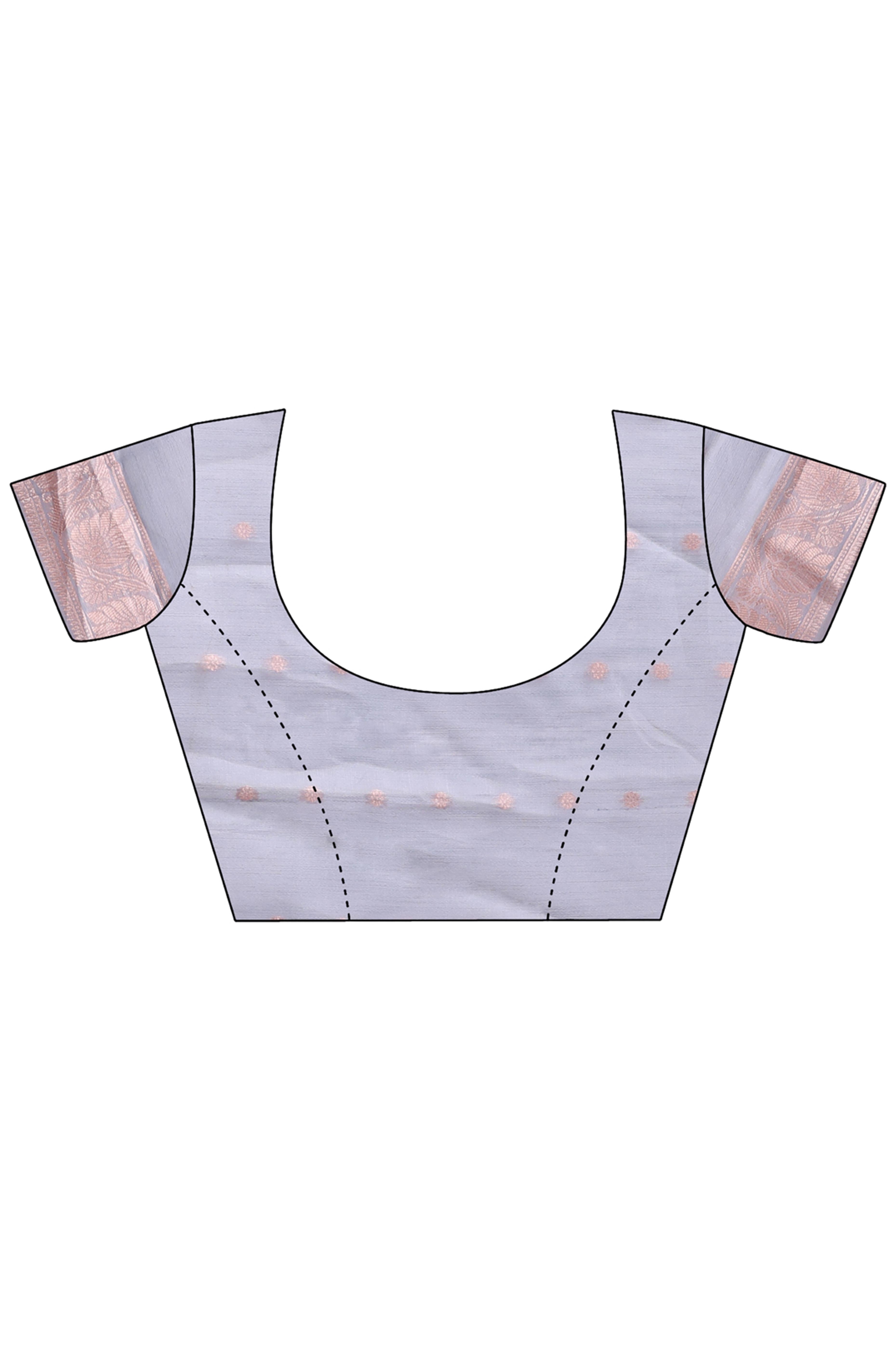 Grey Linen Cotton Saree with Lustrous Zari Borders and Elegant Tassel Accents