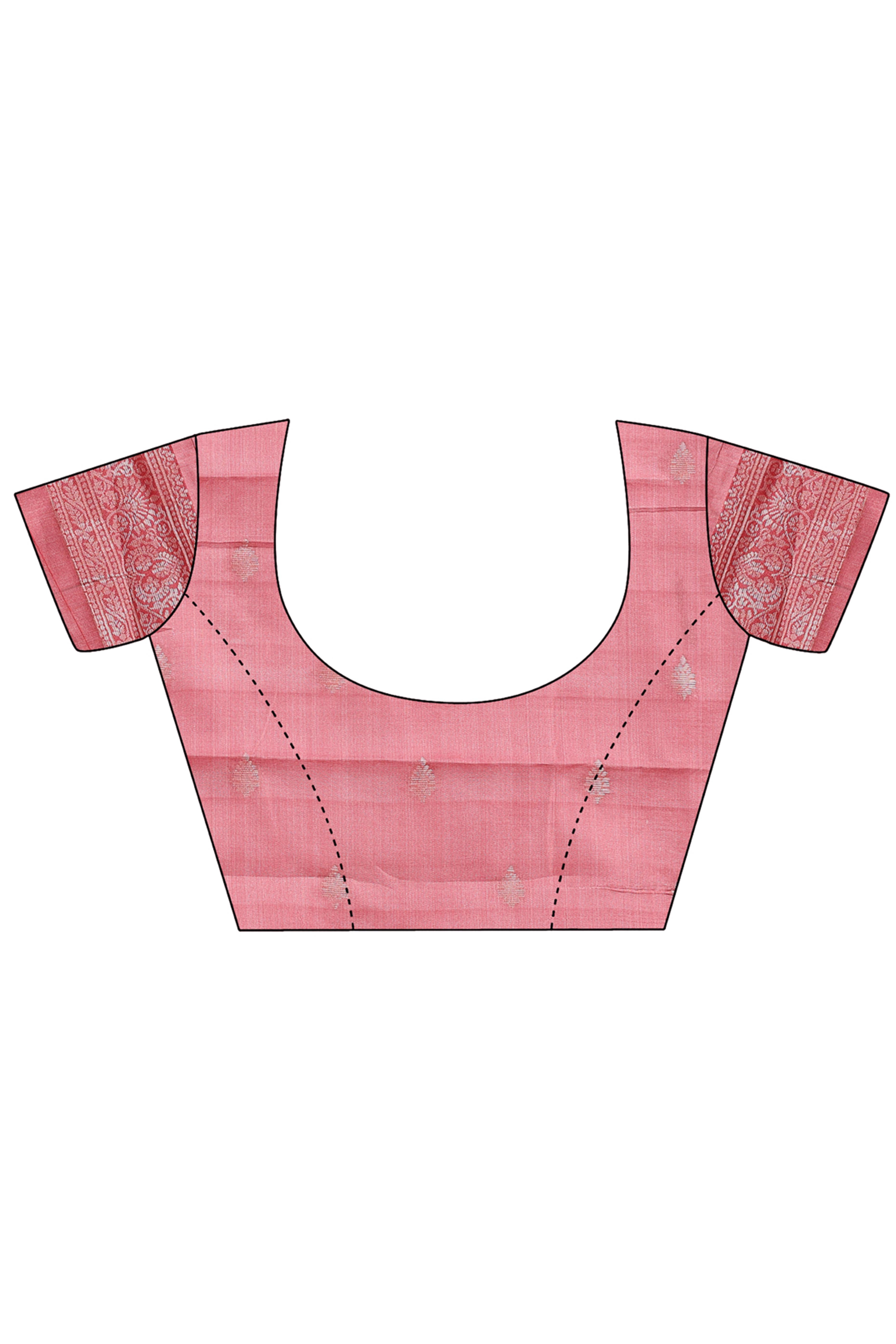 Peach Ethnic Saree in Linen Cotton Fabric with Intricate Floral Pattern Weaving