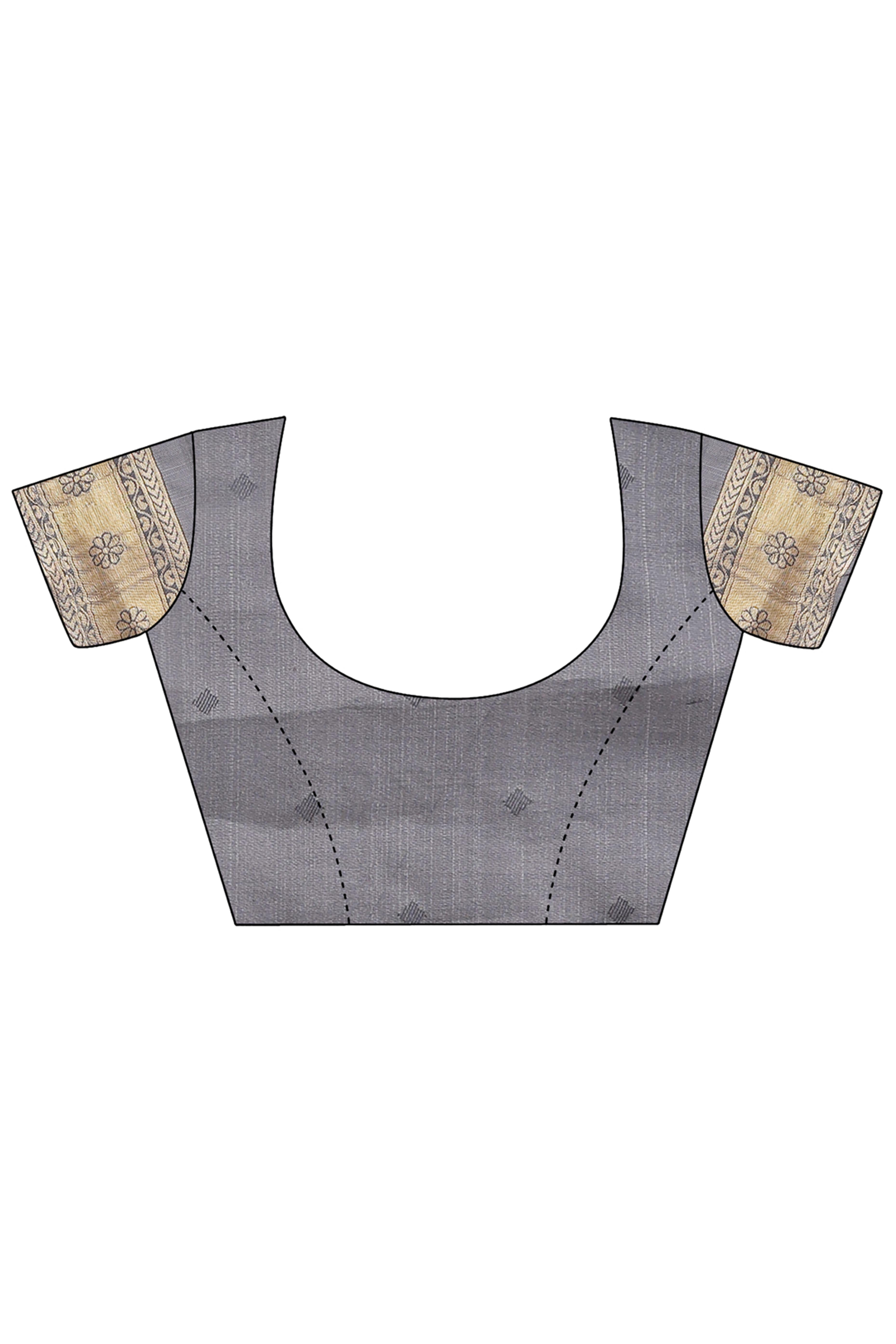 Grey Saree in Pure Banarasi Silk with Intricate Zari Borders and Motifs