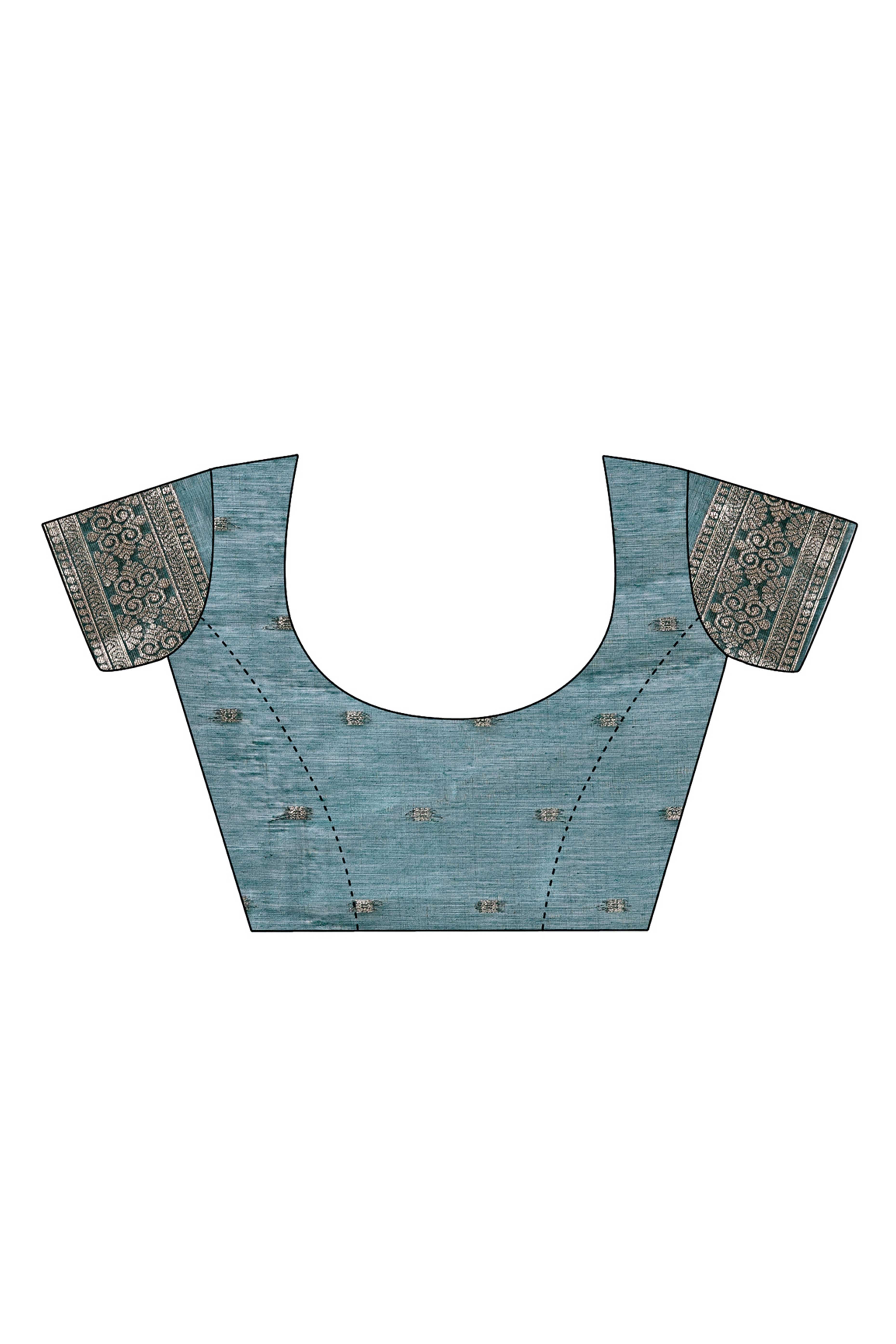 Floral Weaving On Green Cotton Blend Saree With Tassels