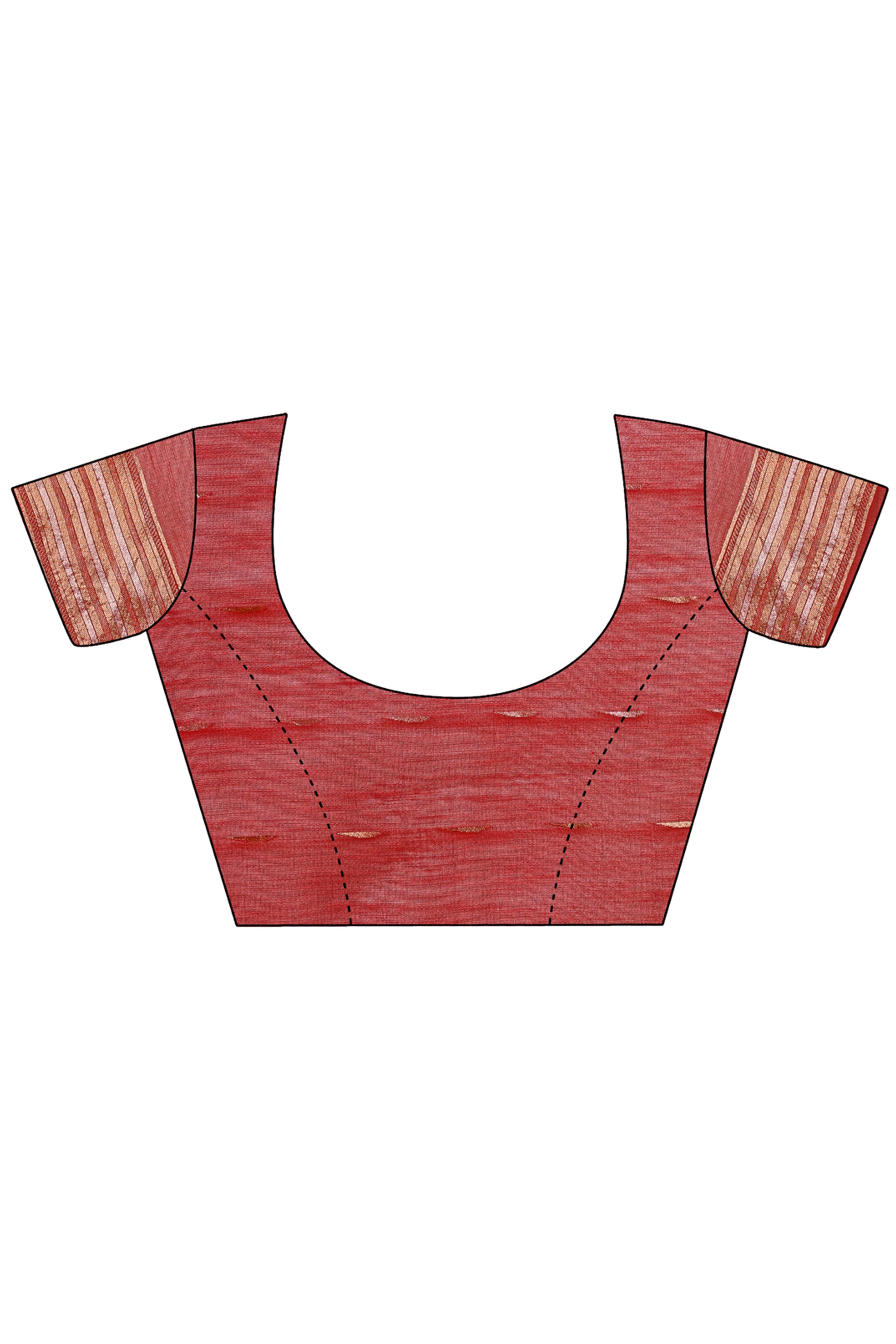 Red Saree In Linen Cotton With Exquisite Zari Weaving & Subtle Tassel Border