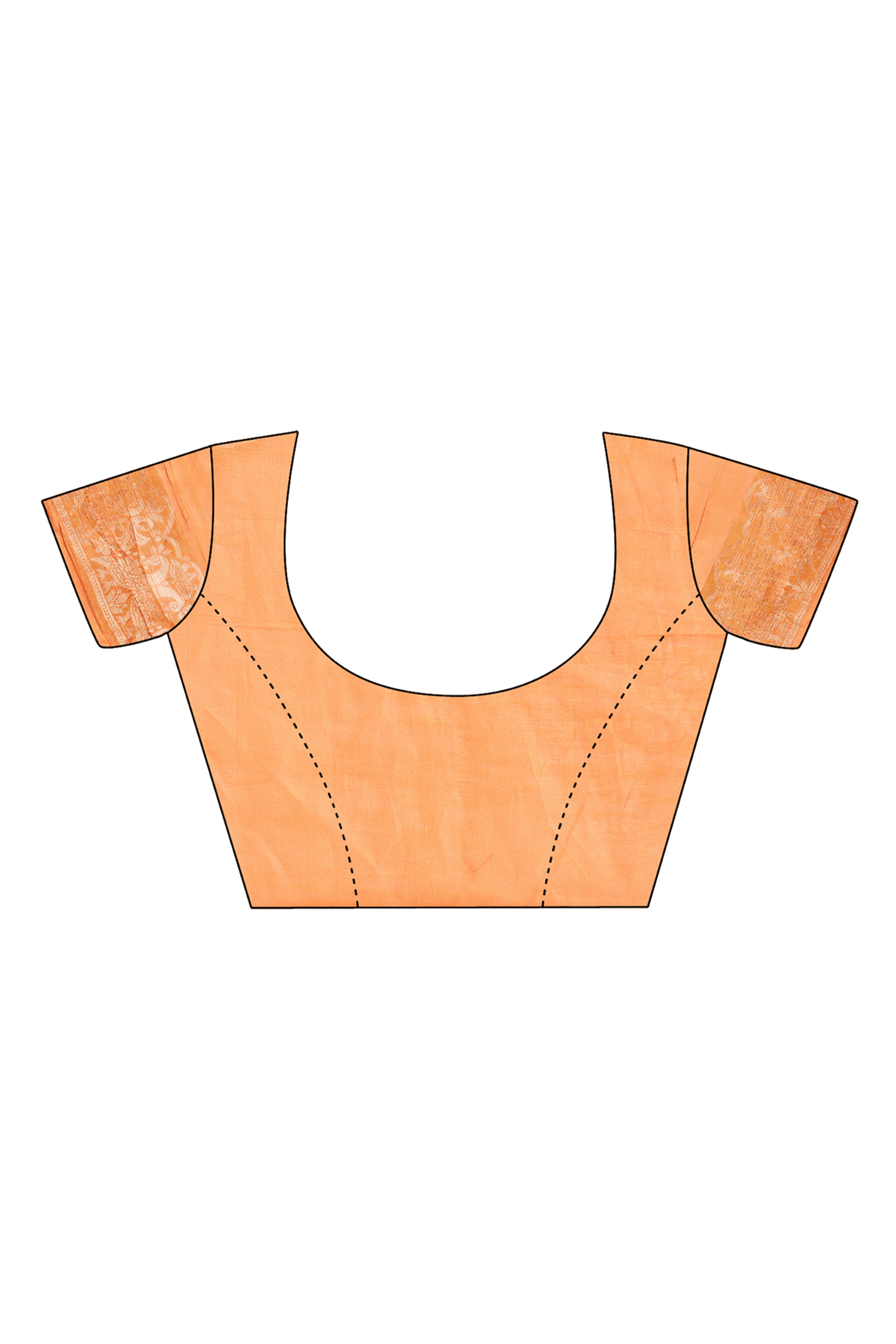 Orange Floral Zari Weaving Embellished Linen Cotton Saree With Tassel Accents