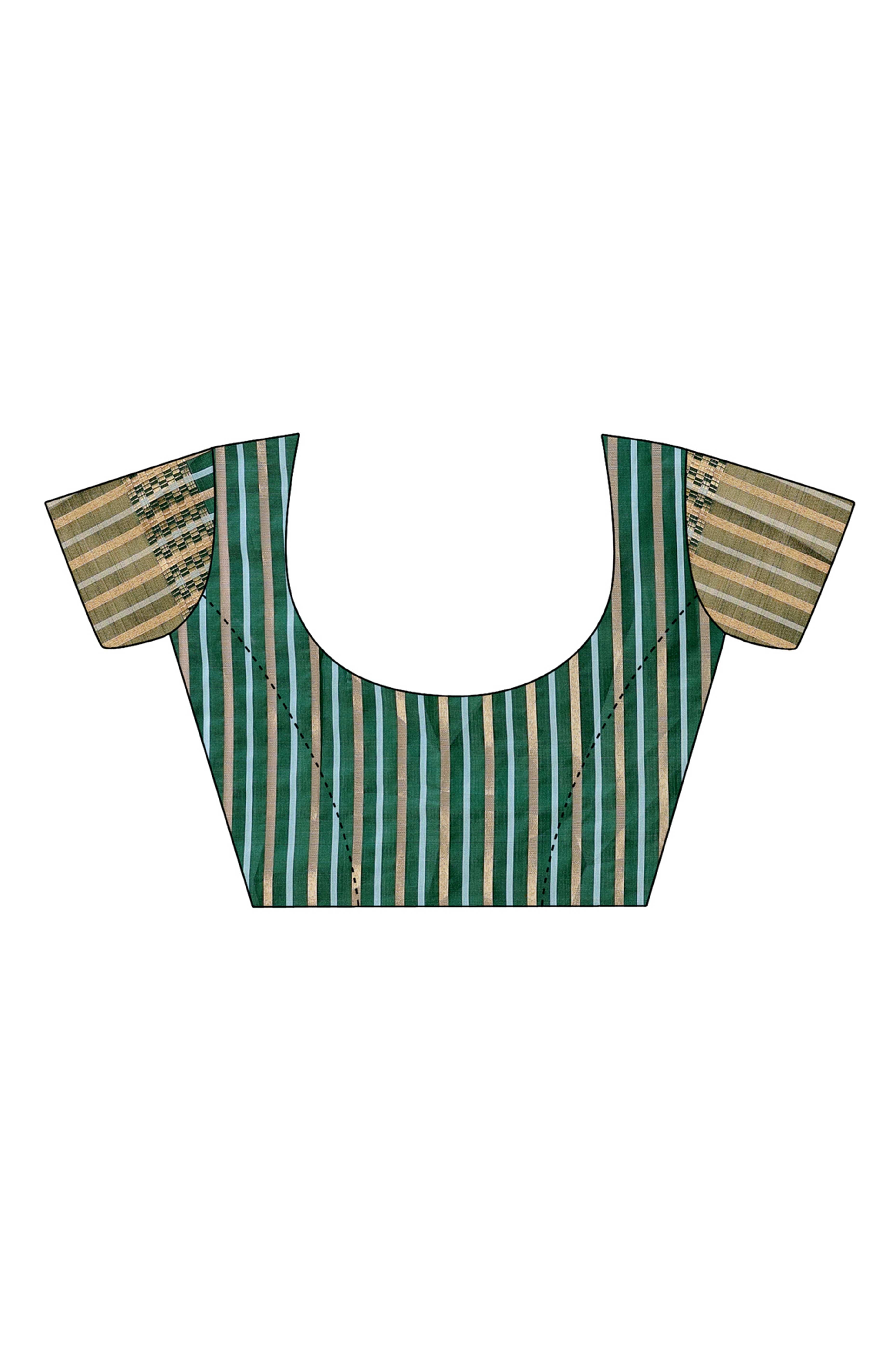 Sea Green Organza Saree Adorned With Fine Zari Weaving & Stylish Tassel Edging