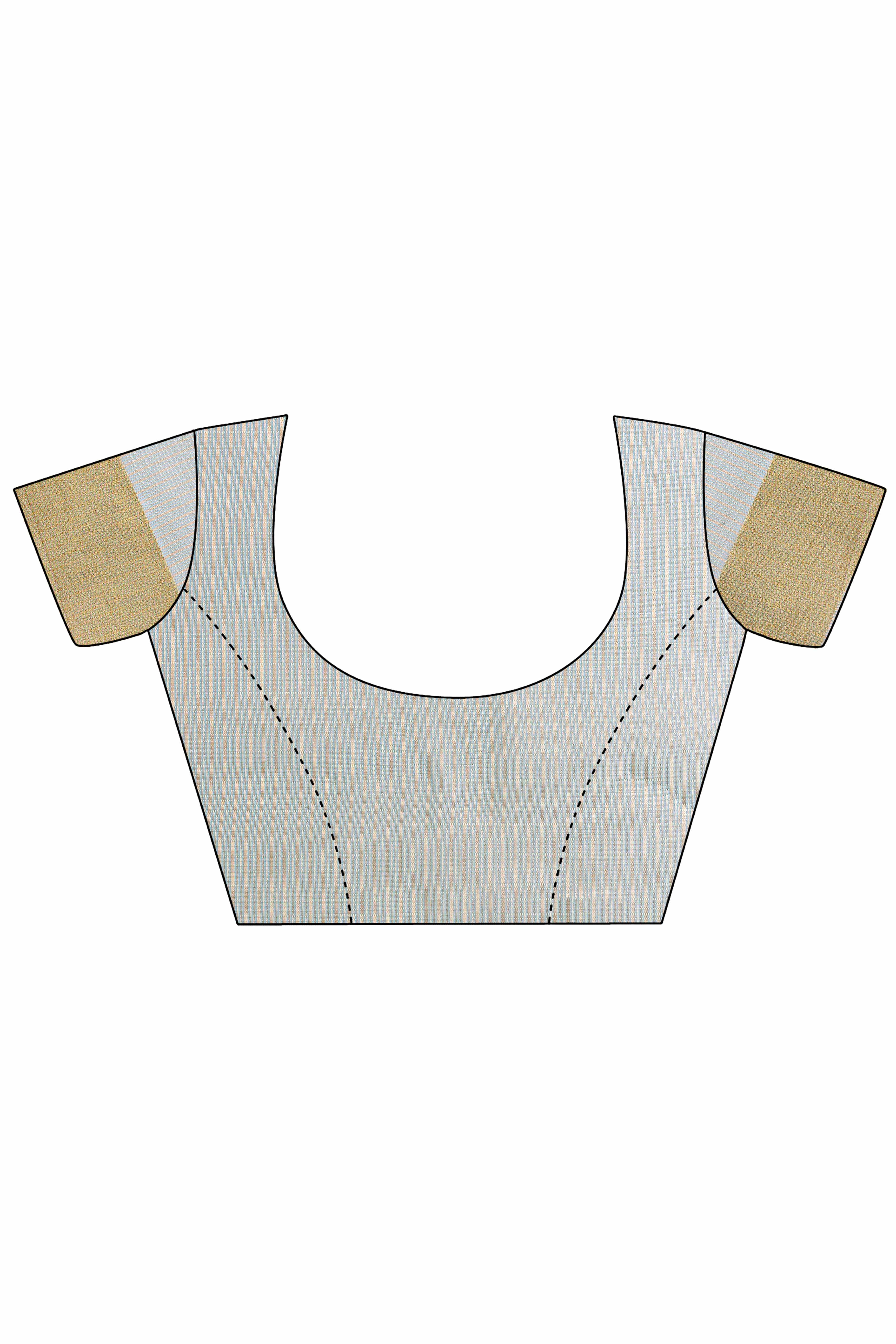 Grey Zari Woven Organza Saree With Graceful Tassel Border