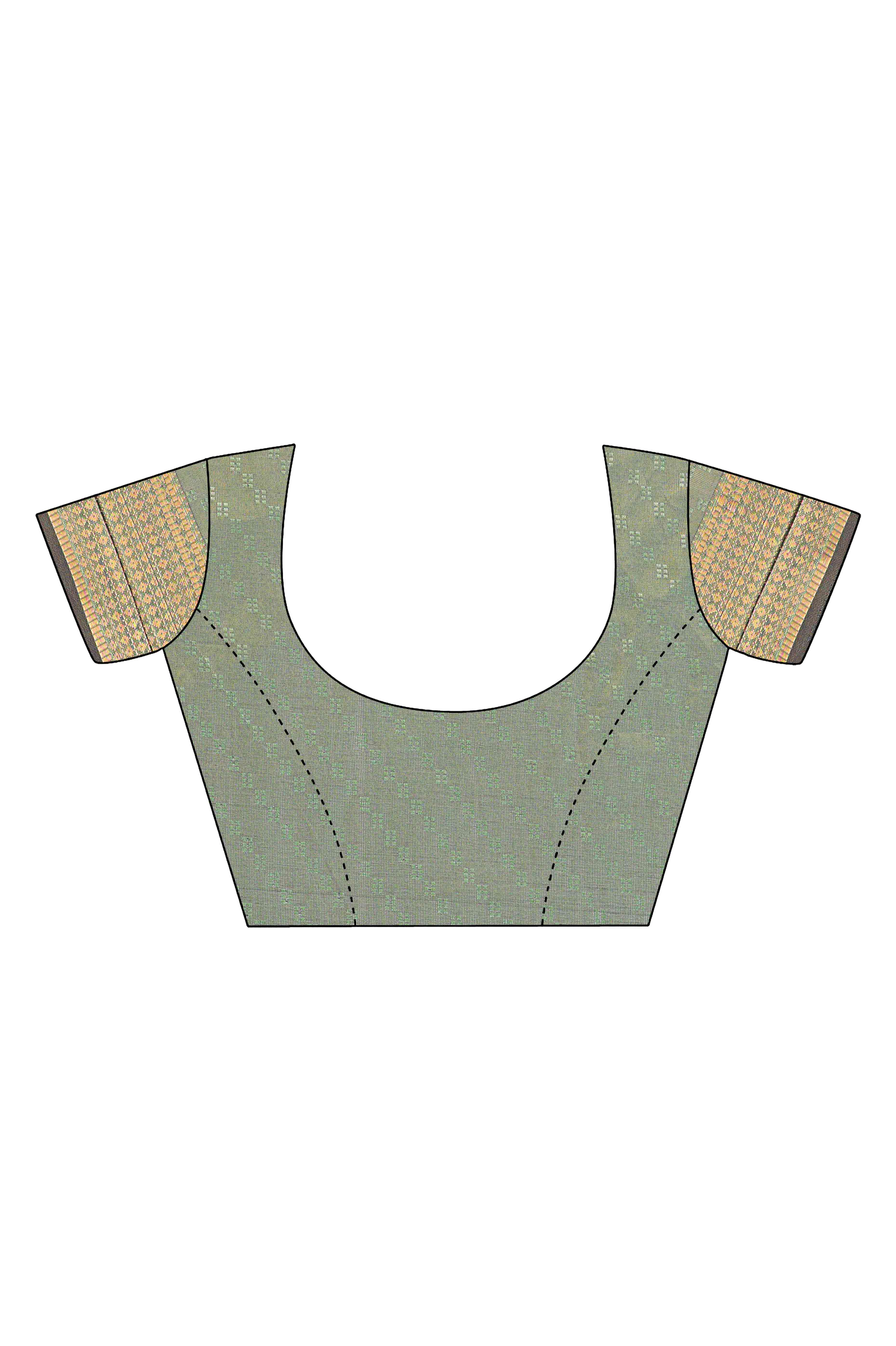 Green Zari Weaving Organza Saree With Tassel Border