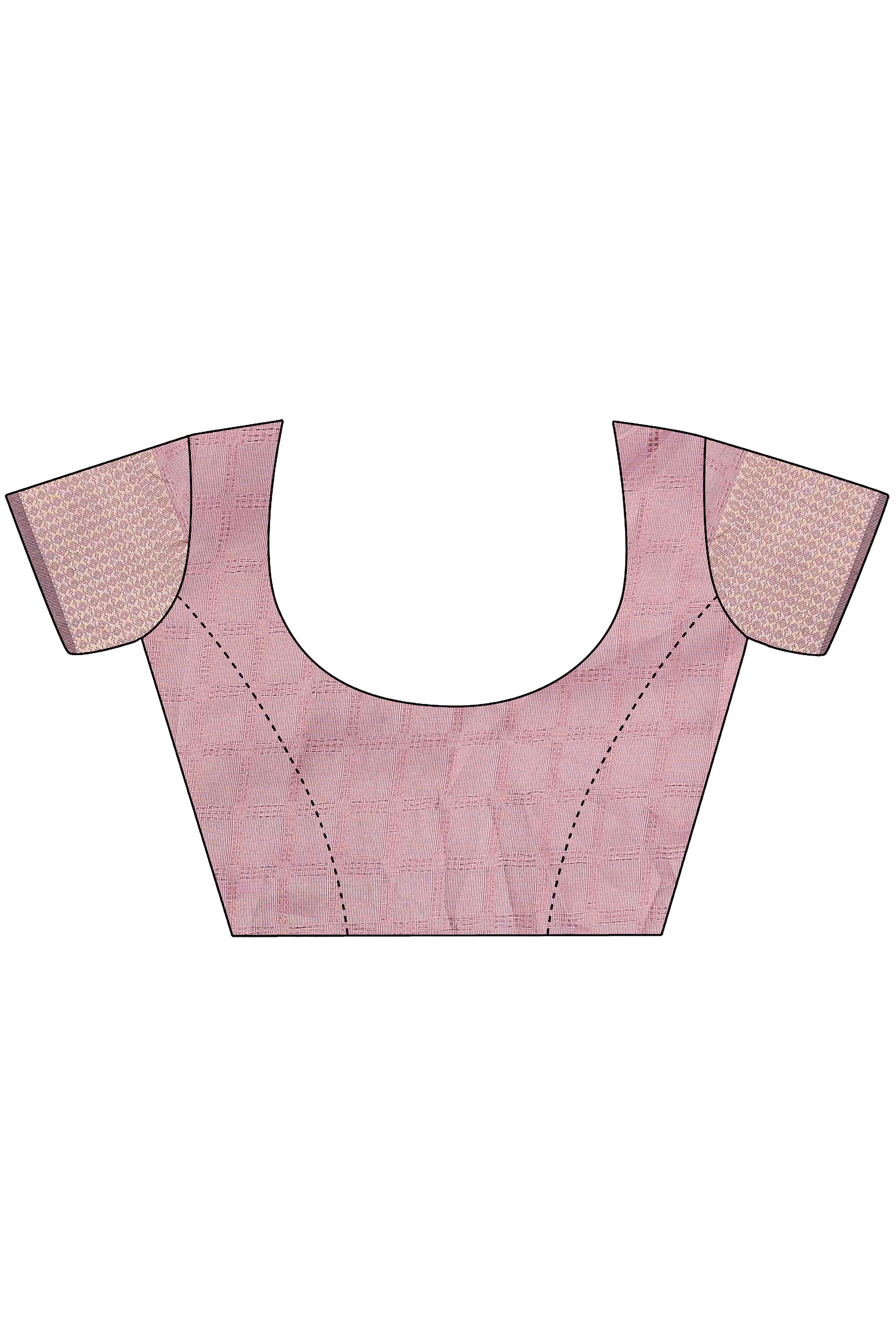 Mauve Organza Saree With Intricate Zari Woven Checks & Tassel Border