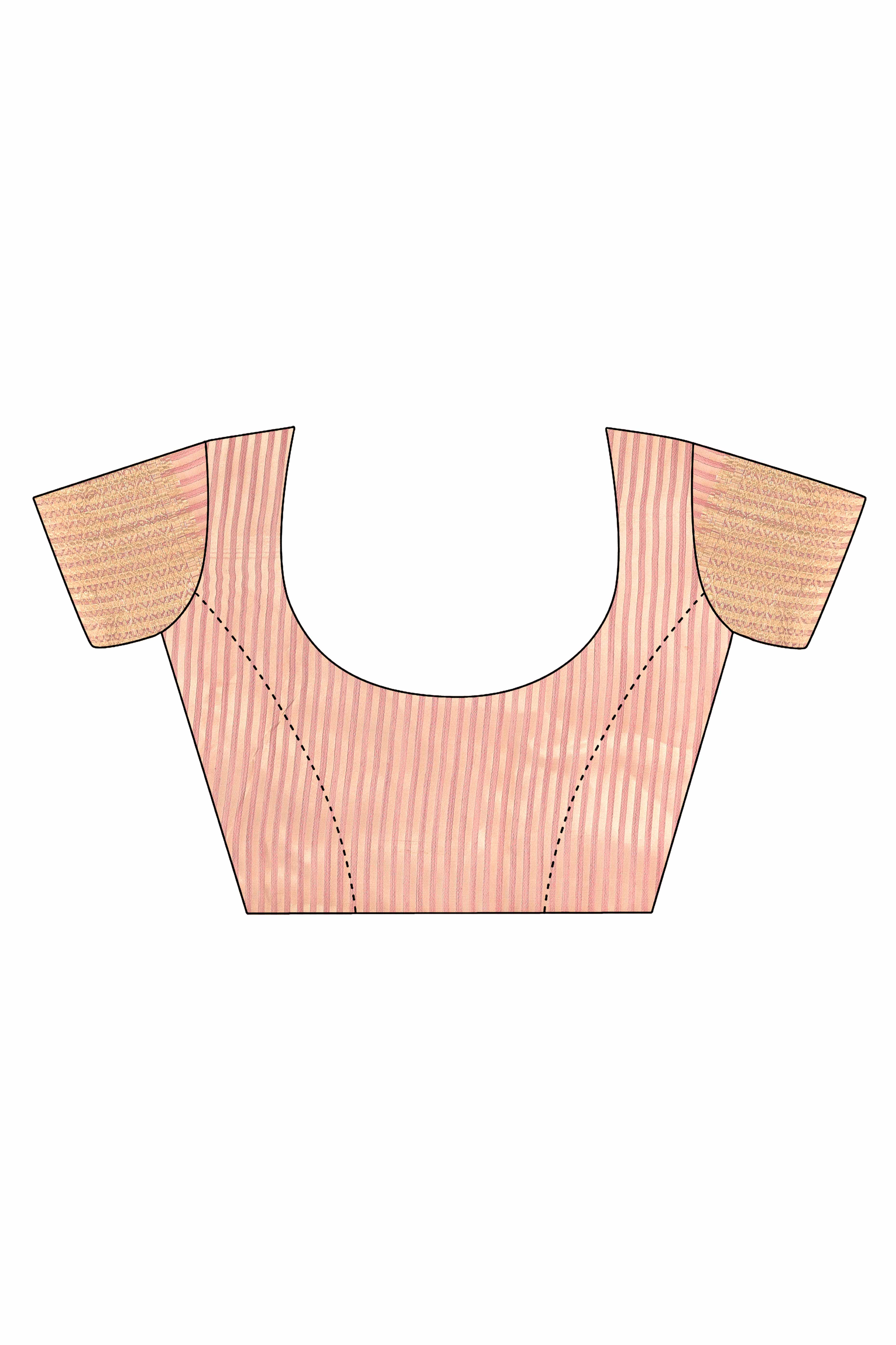 Peach Solid With Zari Woven Organza Saree With Tassel Border