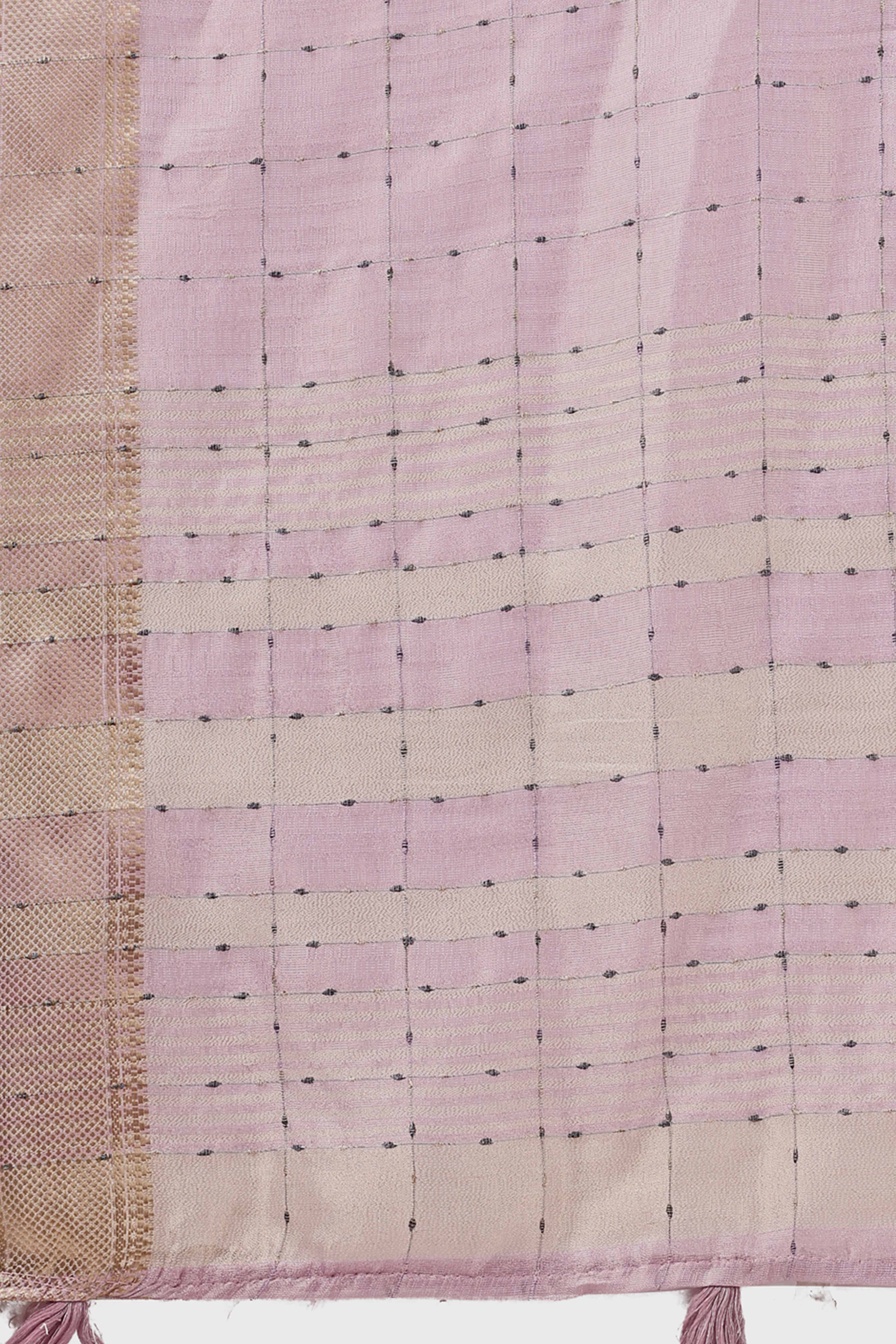 Light Pink Lightweight Organza Saree with Rich Zari Checks Pattern