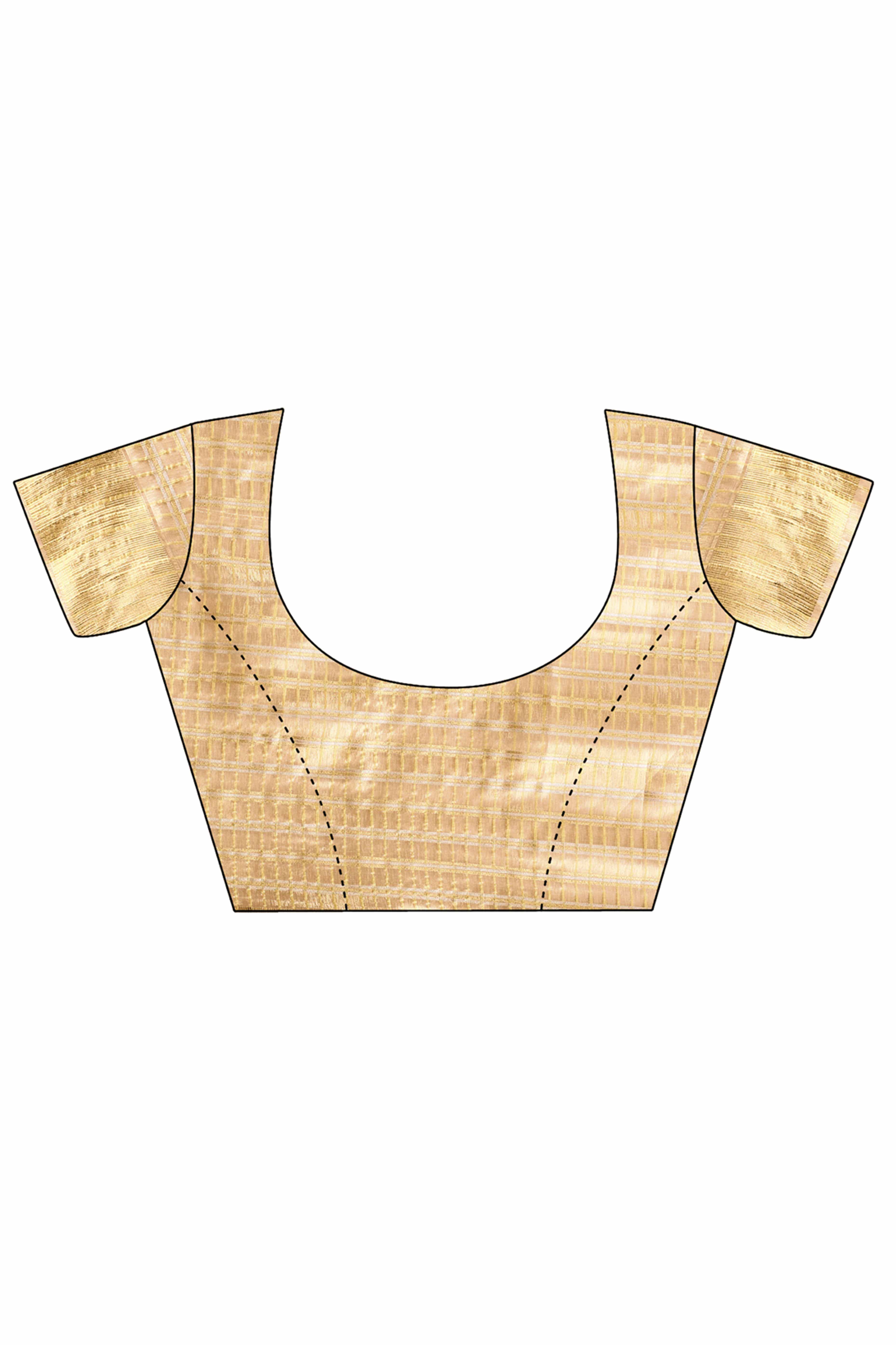 Gold Lightweight Organza Saree with Rich Zari Stripes Pattern