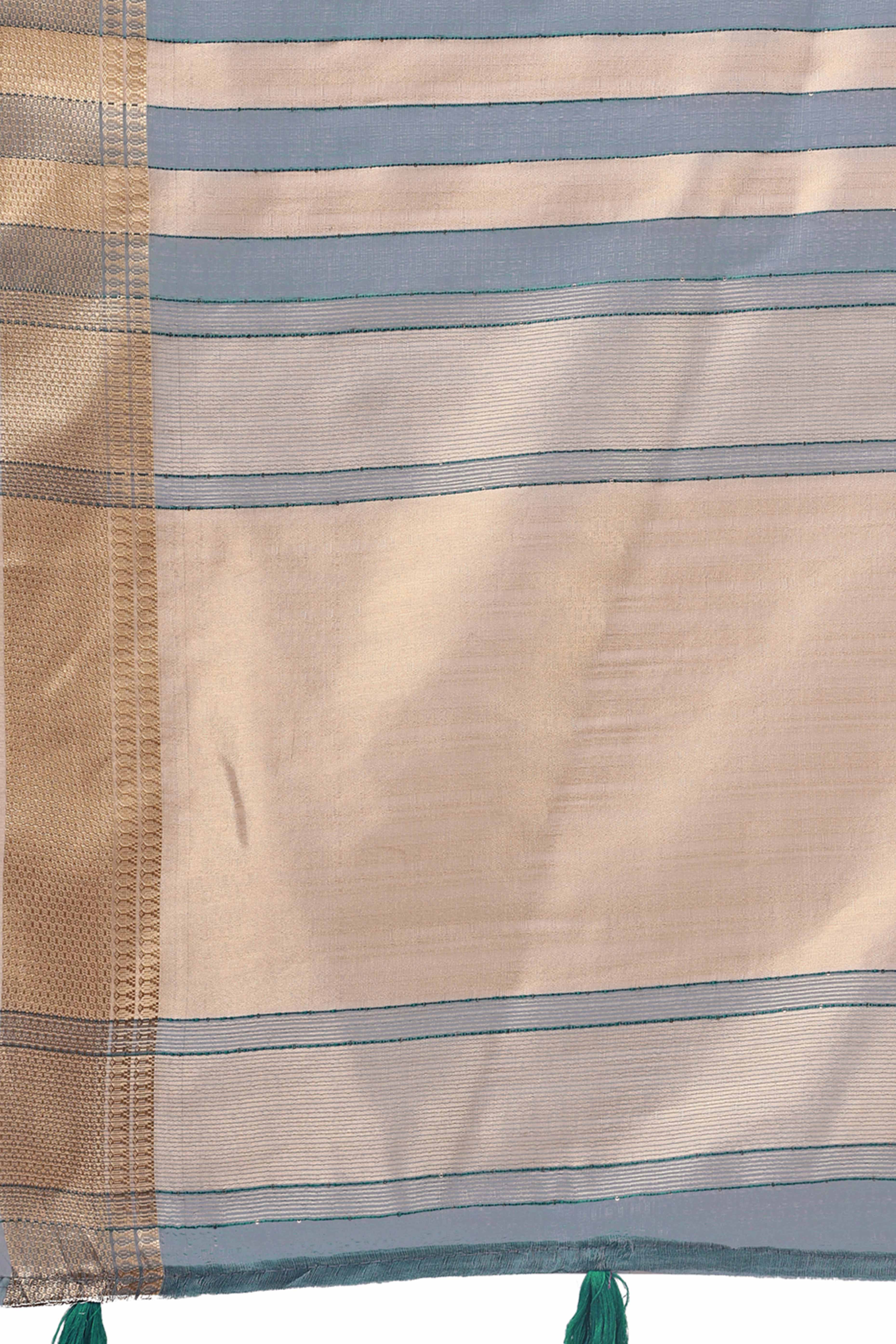 Sky Blue Lightweight Organza Saree with Rich Zari Stripes Pattern