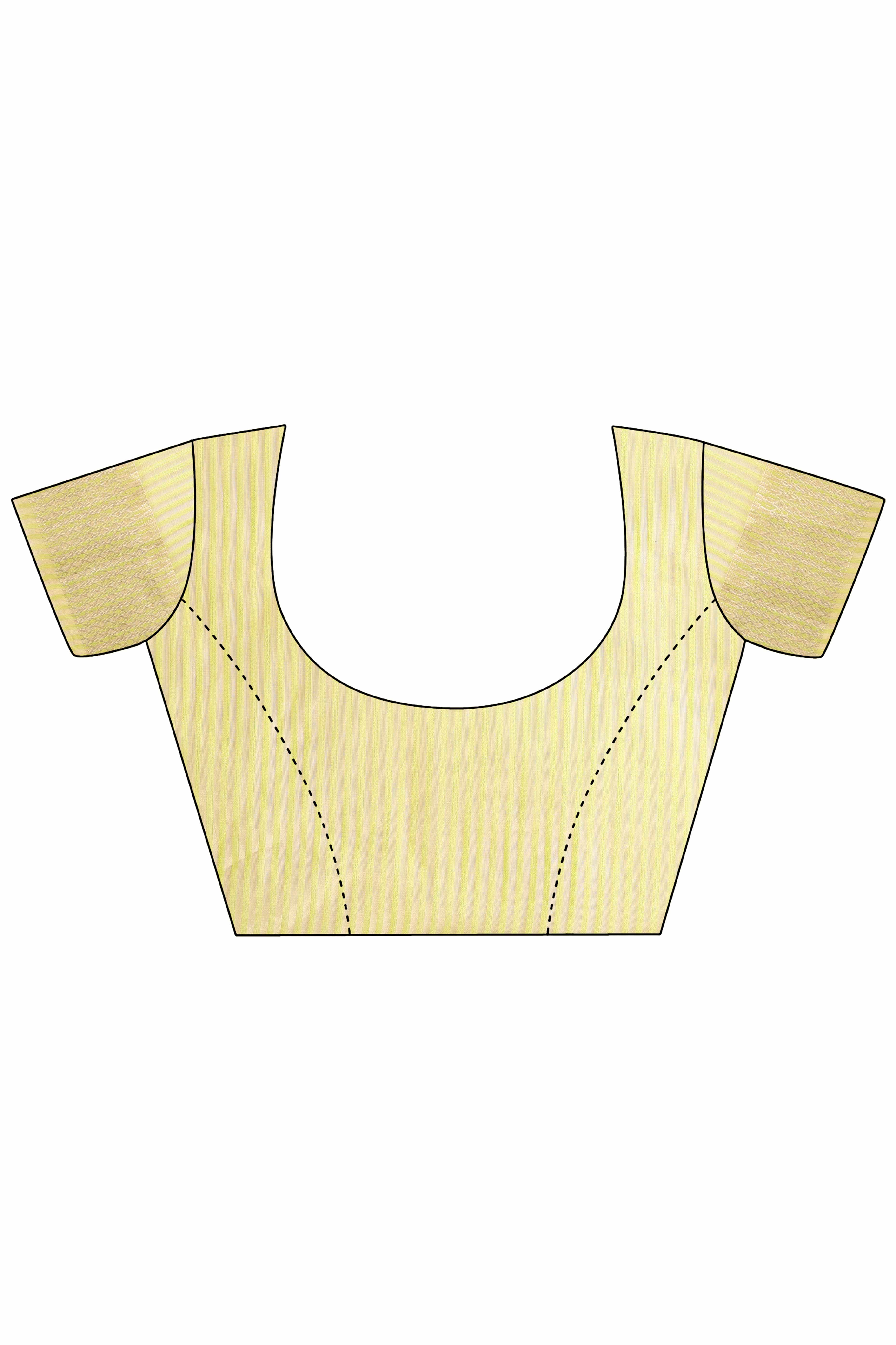 Lemon Yellow Organza Saree With Zari Woven Stripes & Elegant Tassel Border