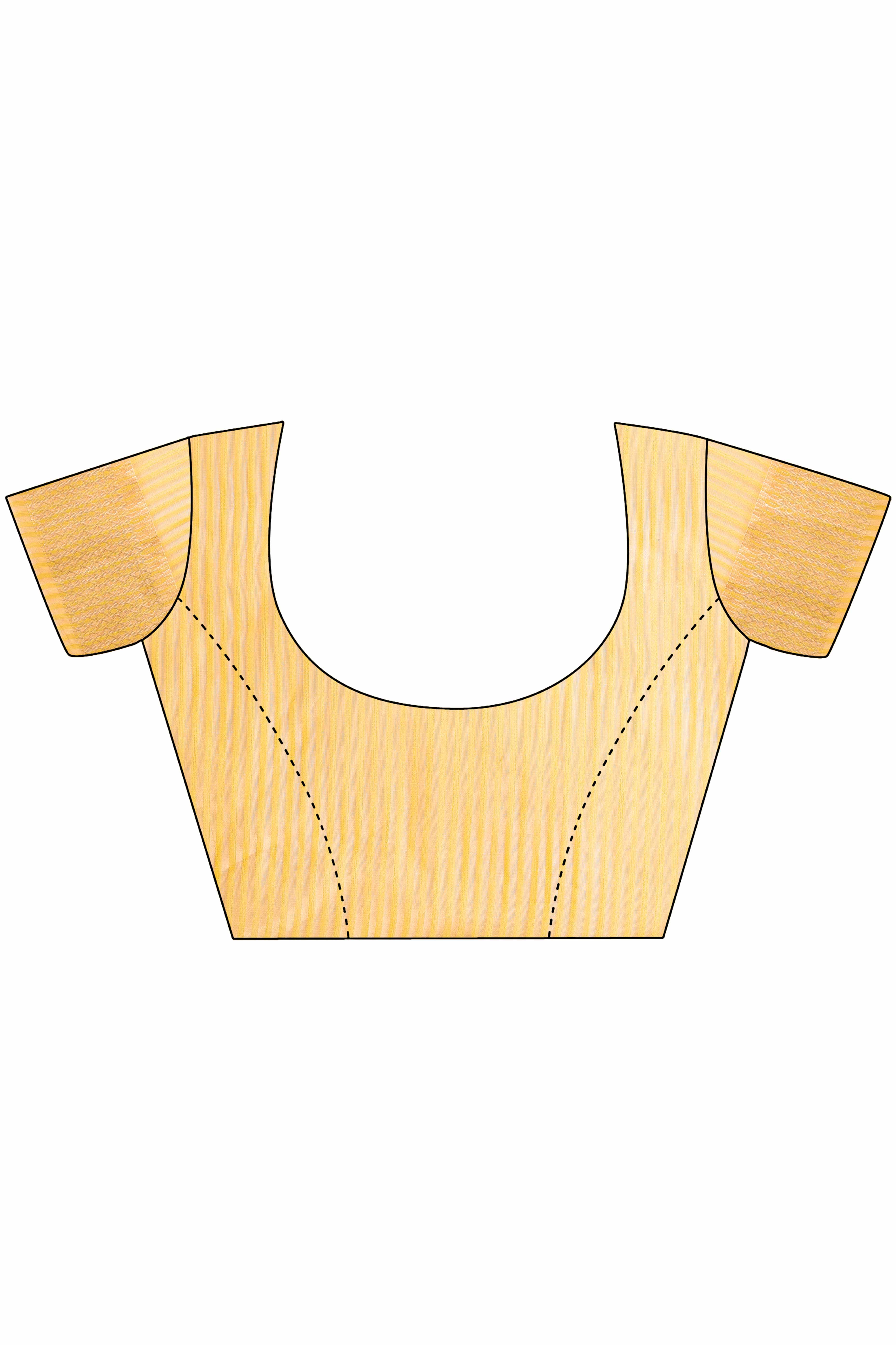 Mustard Organza Saree With Zari Woven Stripes & Elegant Tassel Border