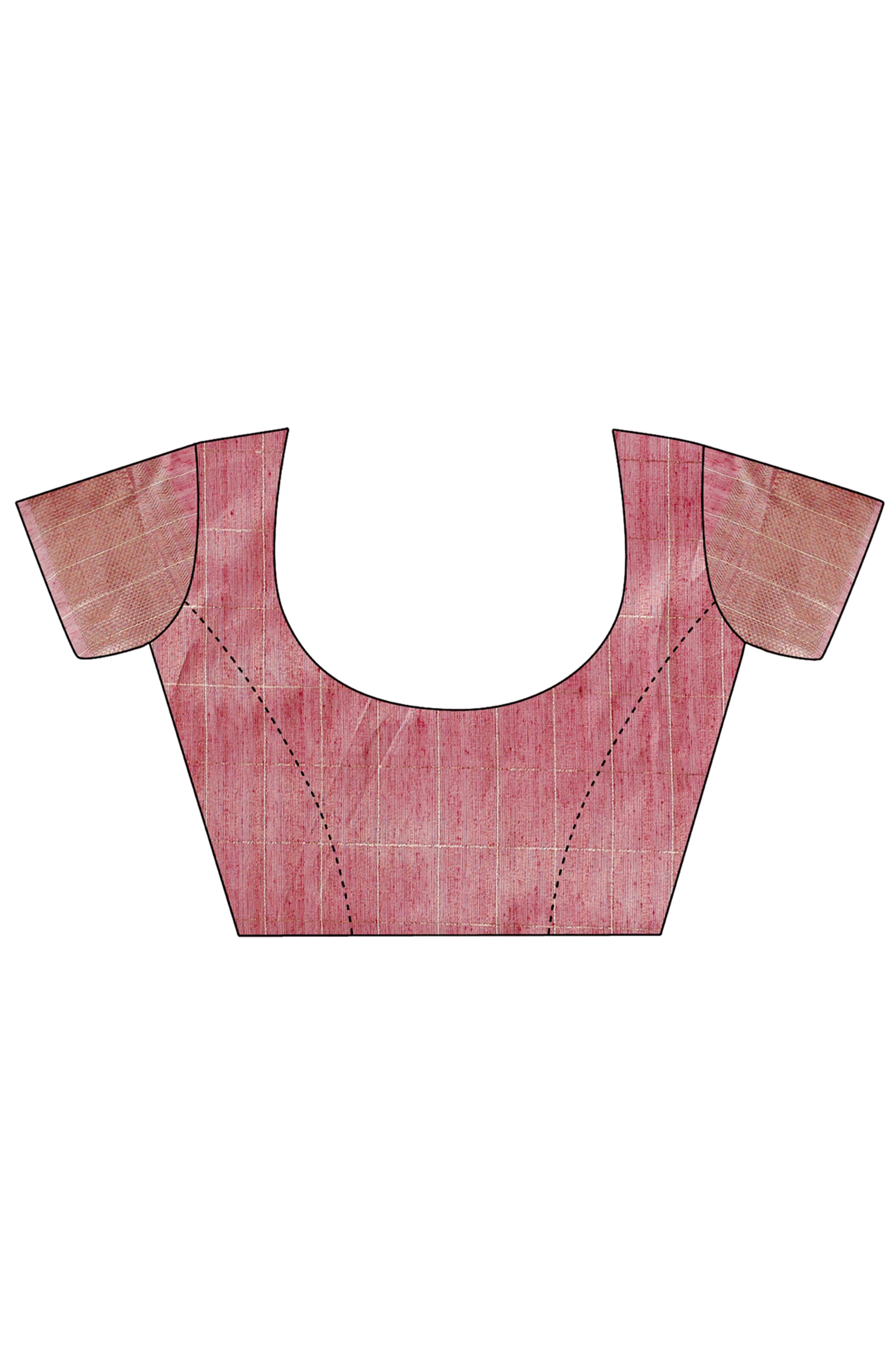 Purple Organza Saree with Checkered Zari Weaving Artistry and Tassels