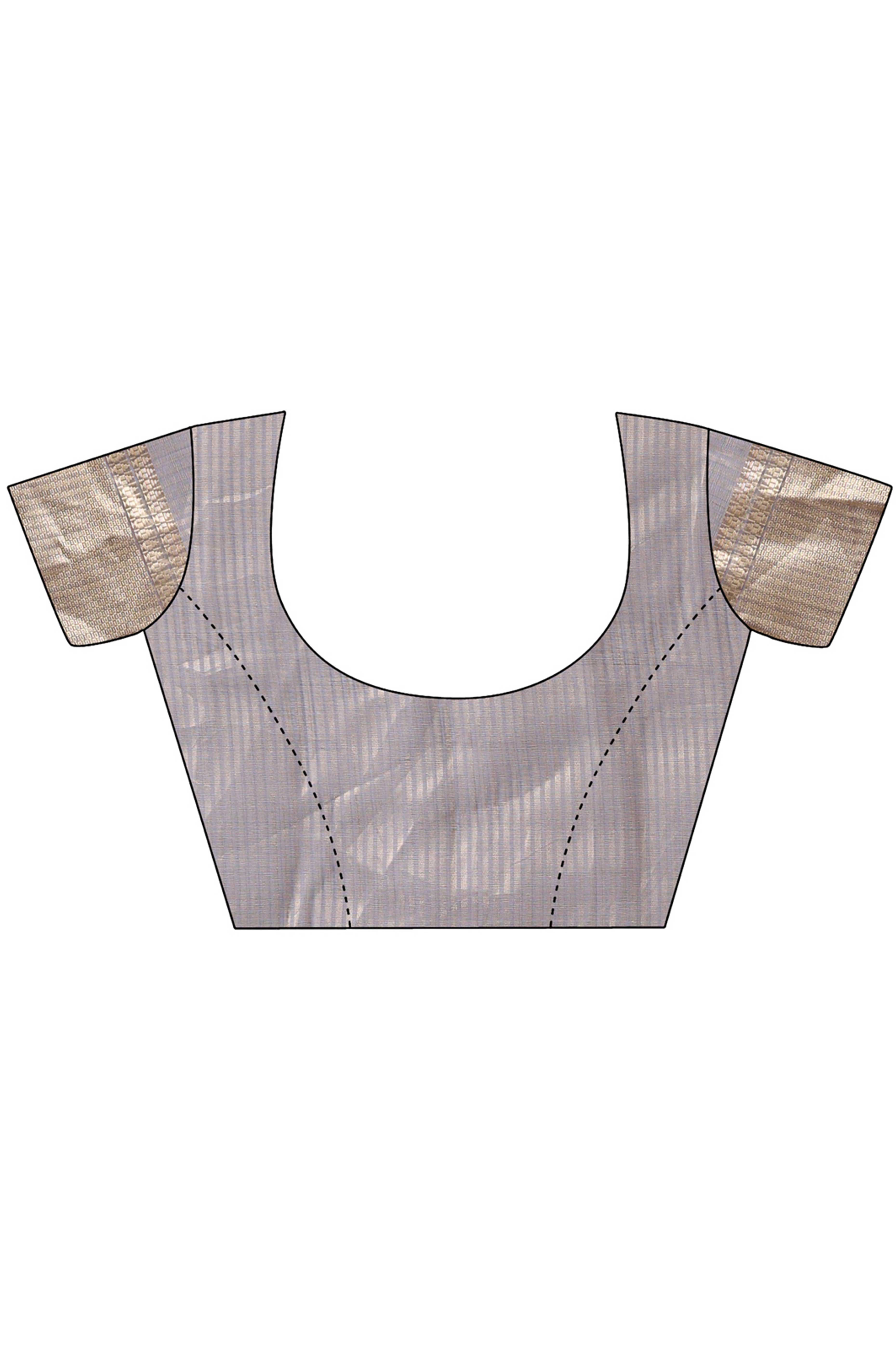 Grey Organza Saree with Zari Border Weaving Artistry