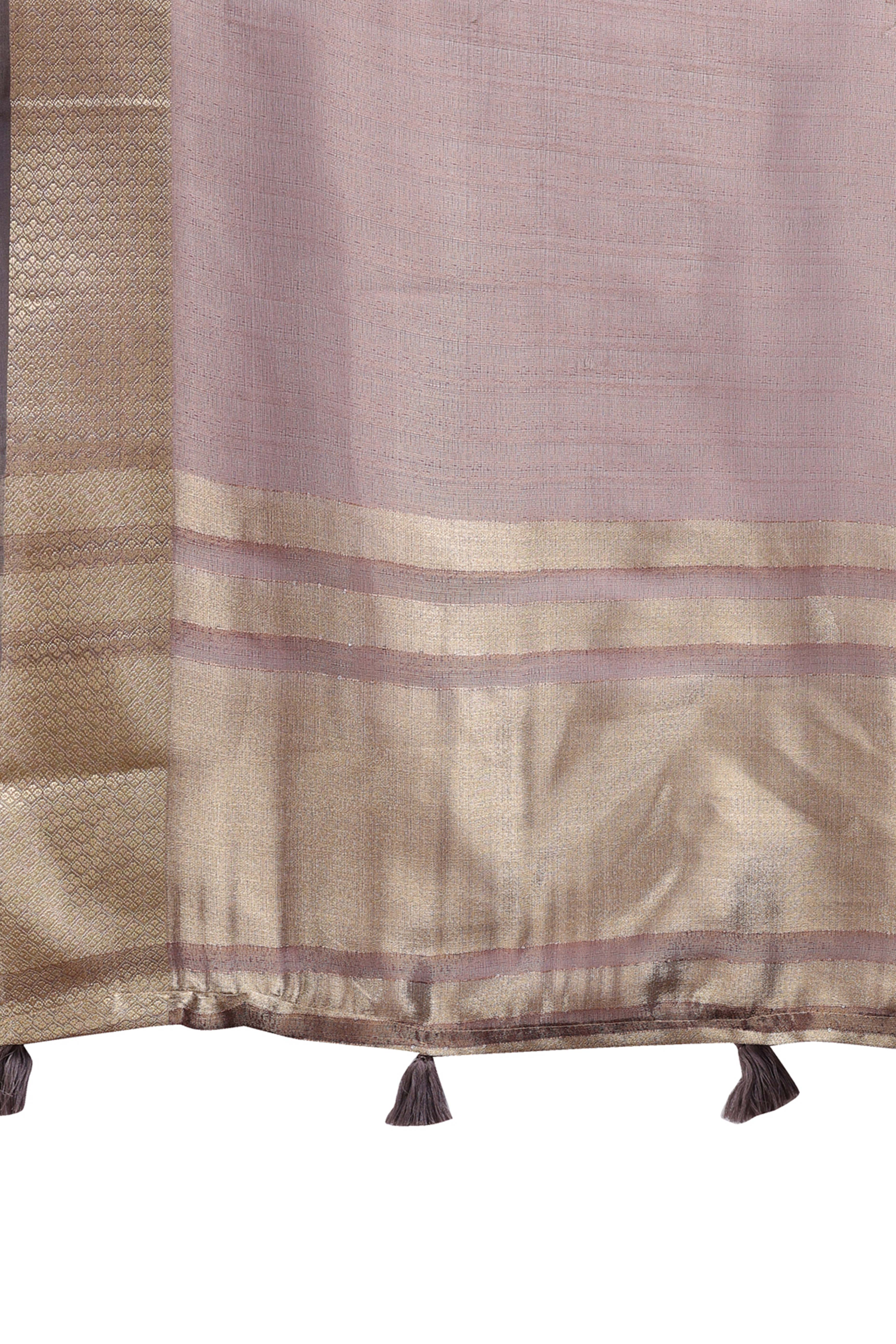 Brown Organza Saree with Zari Border Weaving Pattern