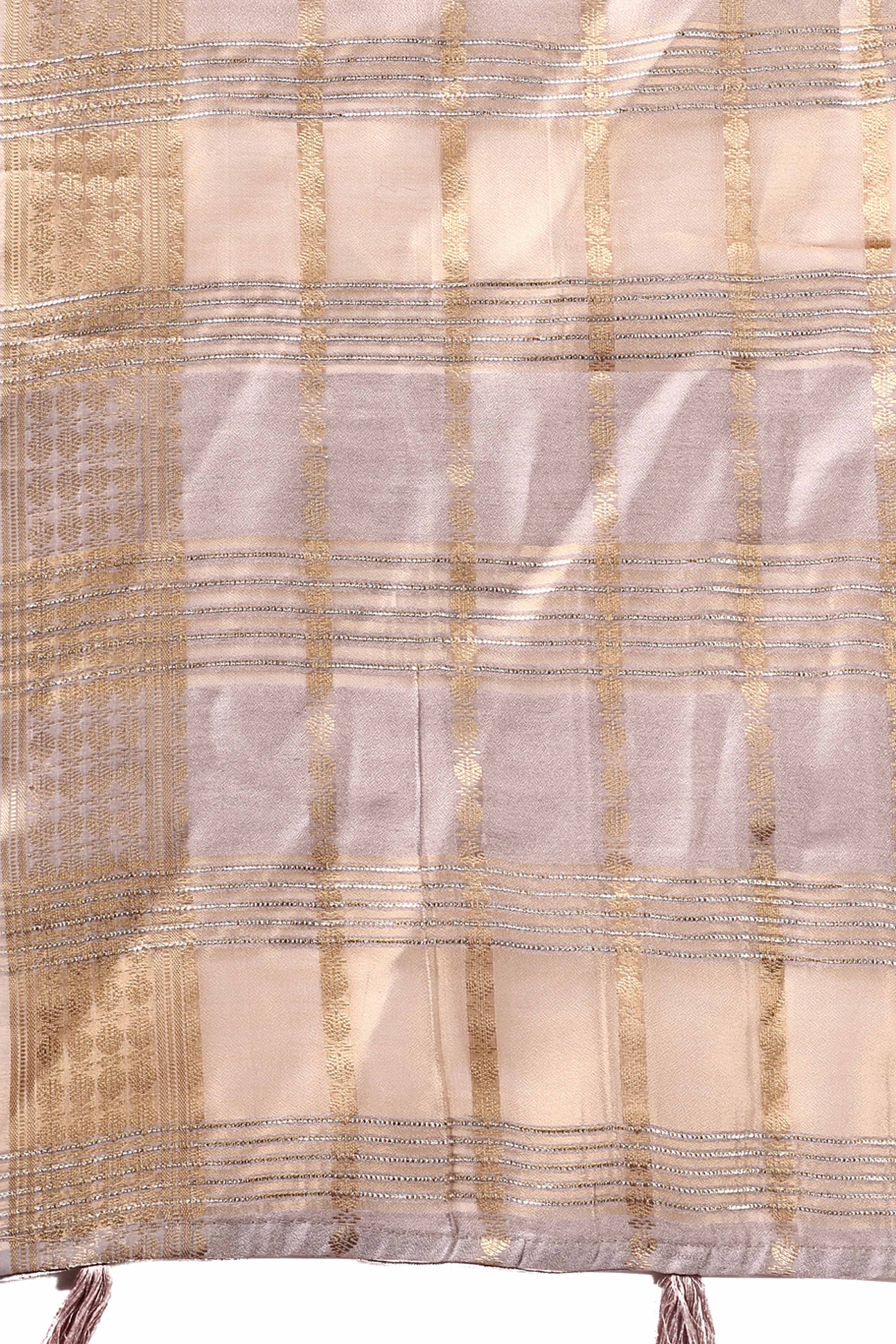 Cream Lightweight Organza Saree with Rich Zari Stripes Pattern