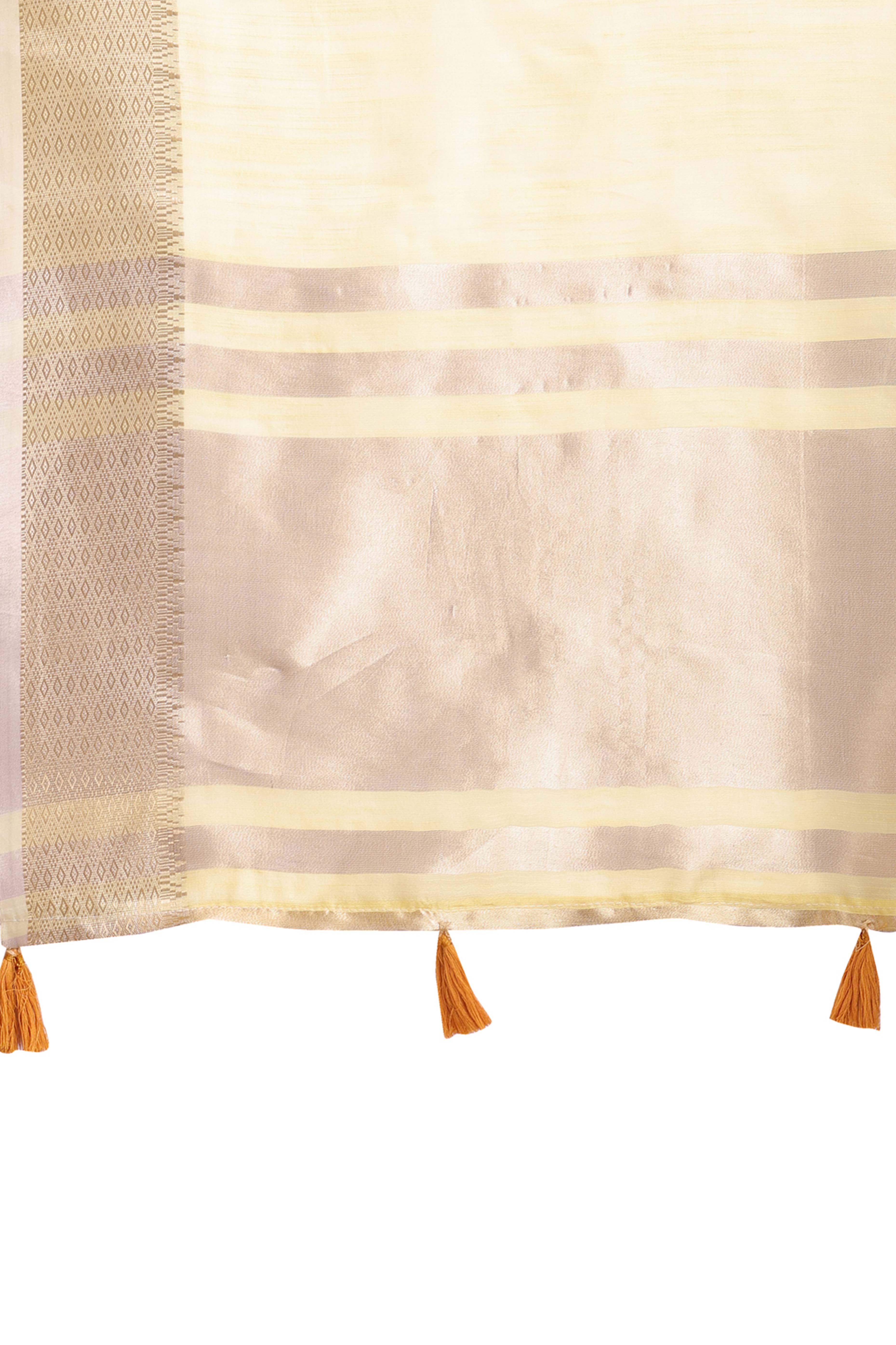 Yellow Cotton Silk Saree with Zari Border Weaving