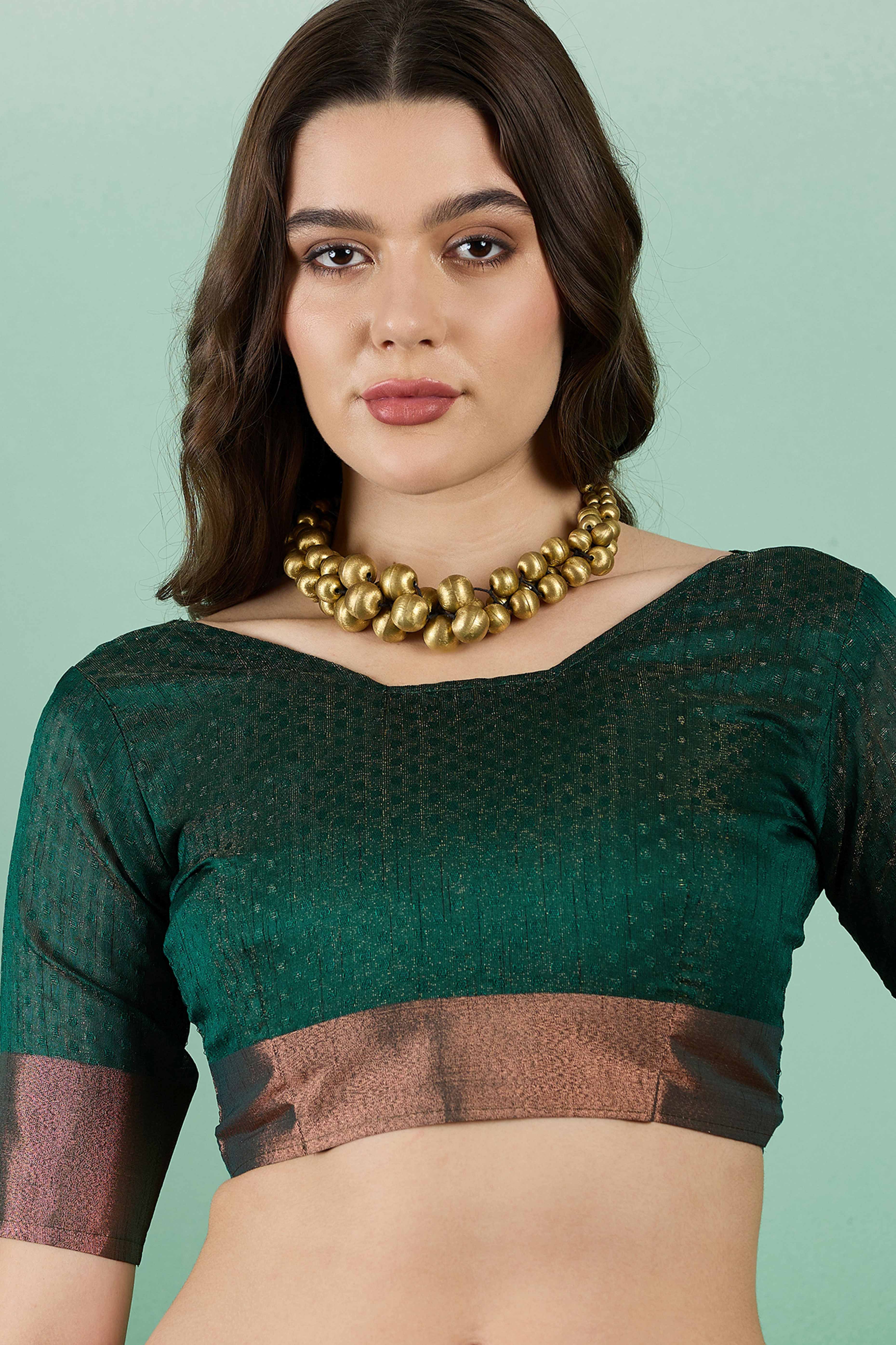 Green Khadi Organza Saree Intricate Weaving & Sparkling Sequins with Tassel Pallu