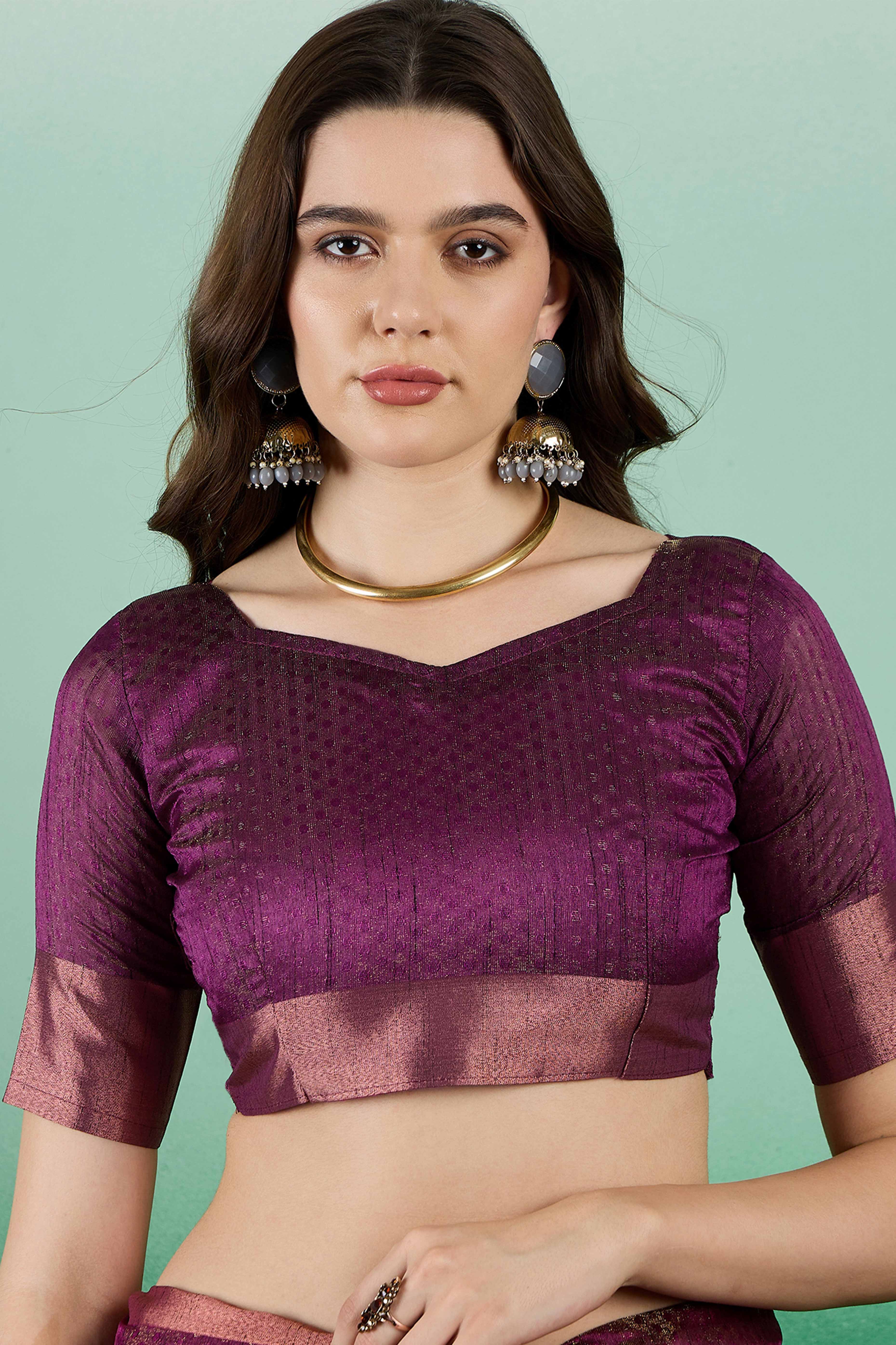 Wine Khadi Organza Saree Intricate Weaving & Sparkling Sequins with Tassel Pallu