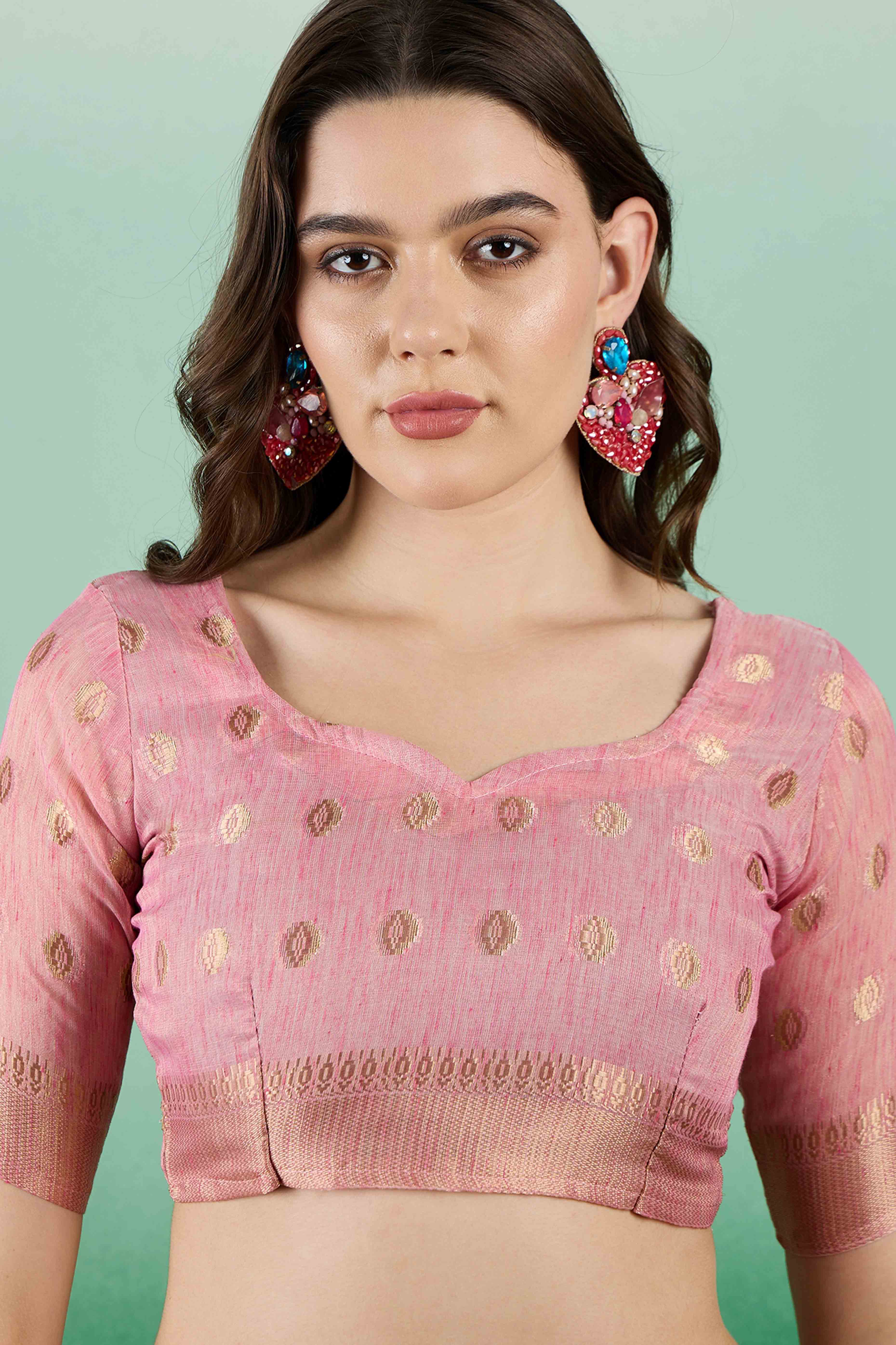 Pink Khadi Organza Saree Embellished With Traditional Zari Work & Tassels